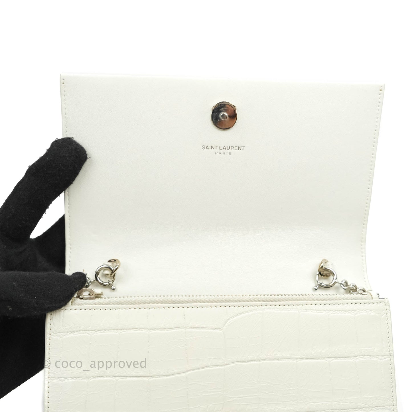 Saint Laurent Kate Tassel WOC White Silver Hardware