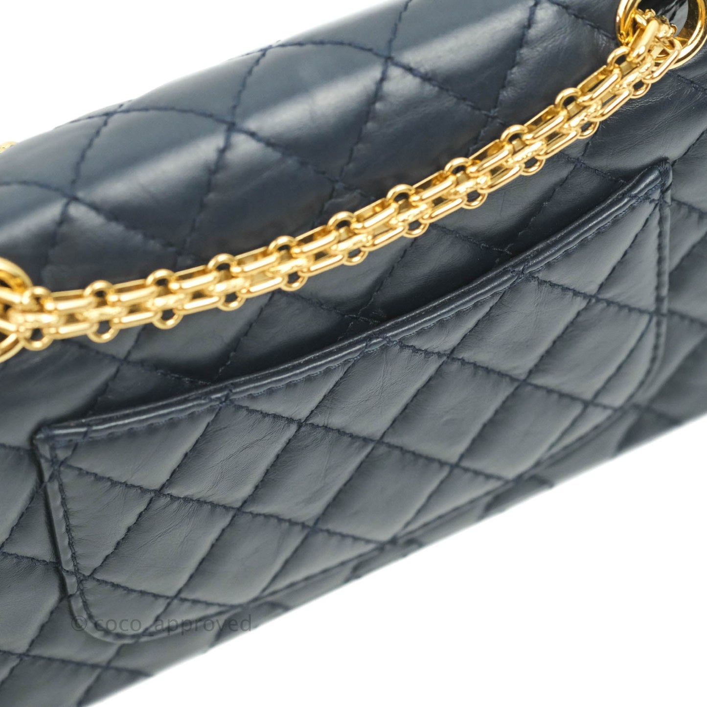 Chanel Mini Reissue 224 Navy Aged Calfskin Gold Hardware