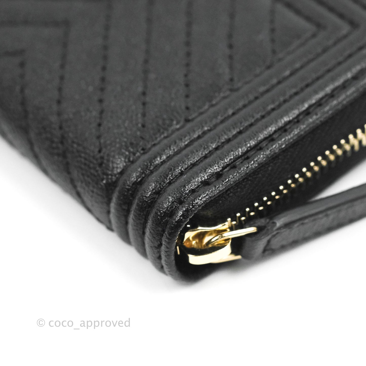 Chanel Chevron Boy Zip Card Holder Black Caviar Gold Hardware