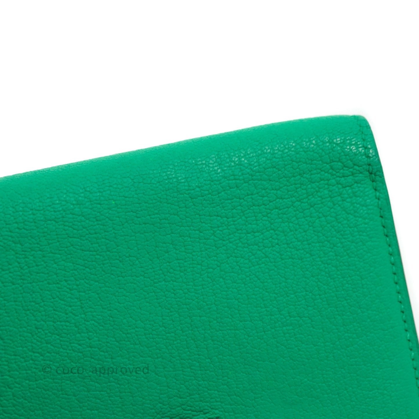 Hermes Bearn Wallet Green Chevre Mysore Gold Hardware