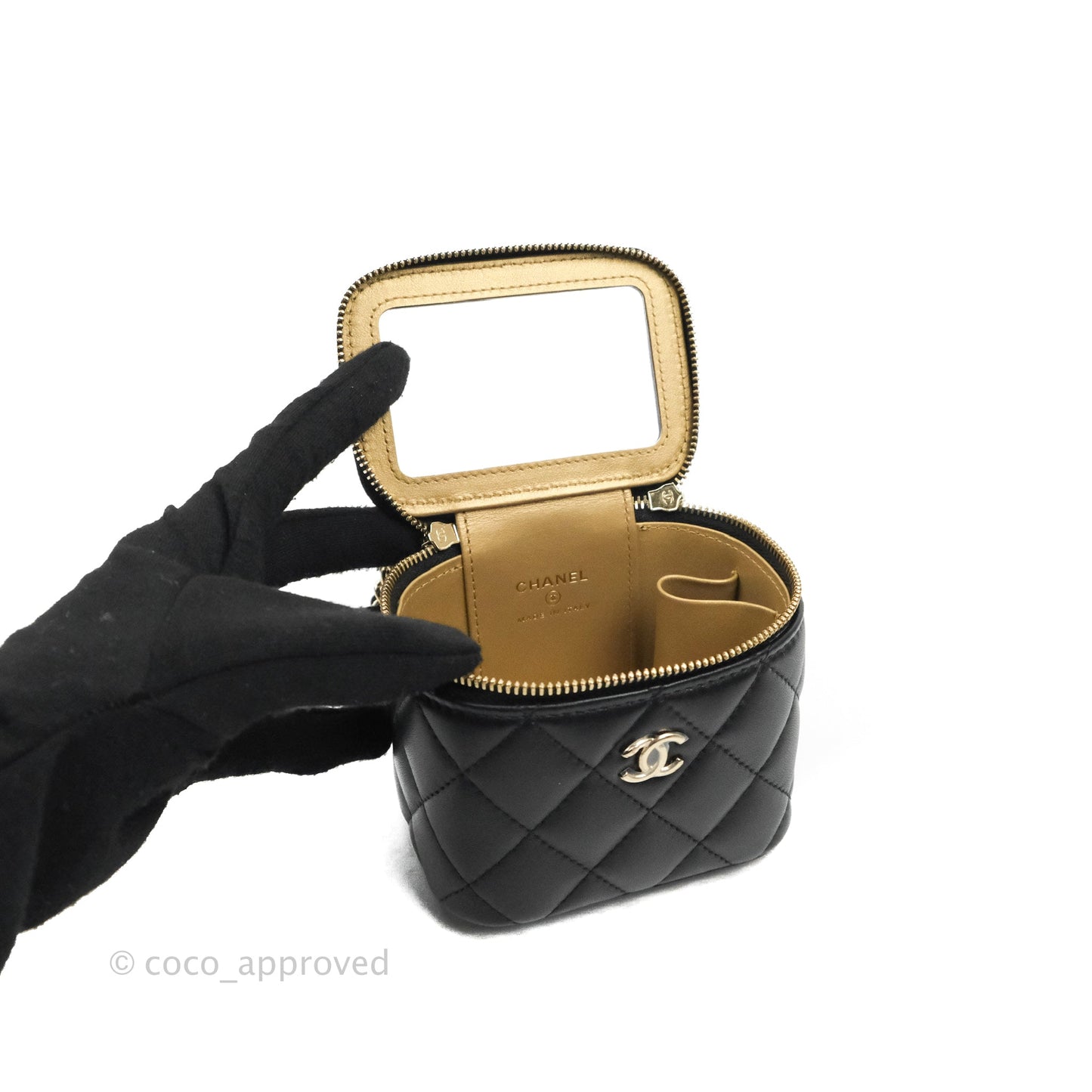 Chanel Classic Mini Vanity With CC Chain Black Lambskin Gold Hardware