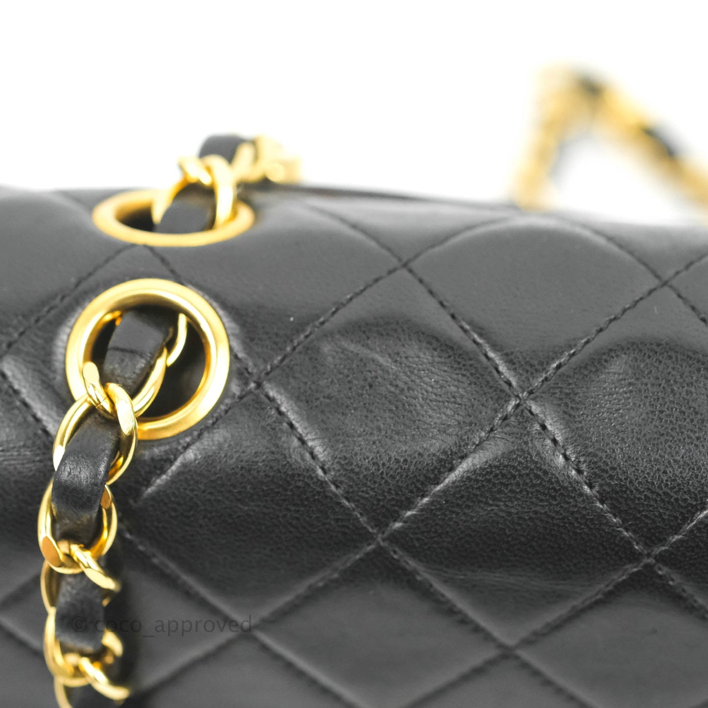 Chanel Vintage Classic S/M Small Double Flap Bag Black Lambskin 24K Gold Hardware