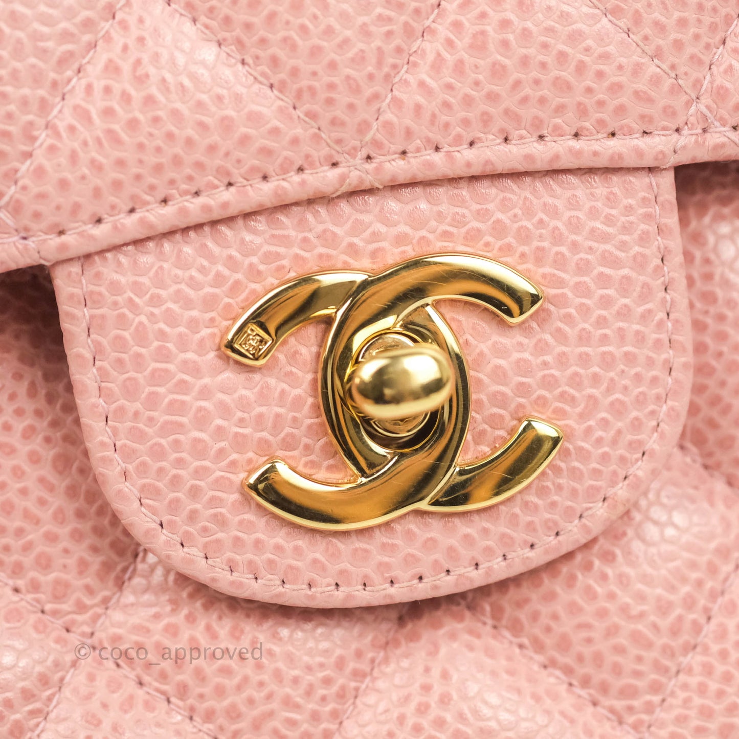 Chanel Vintage Classic M/L Medium Flap Quilted Pink Caviar 24K Gold Hardware
