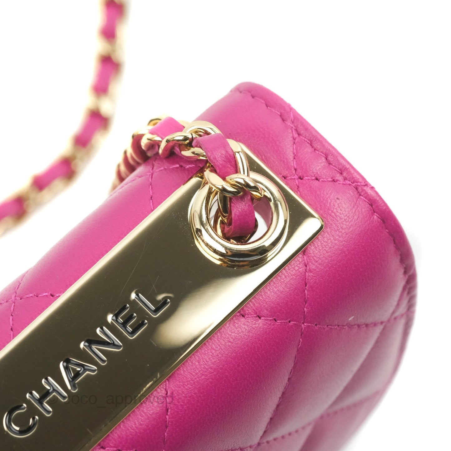 Chanel Mini Quilted Trendy CC Clutch With Chain Plum Lambskin Gold Hardware