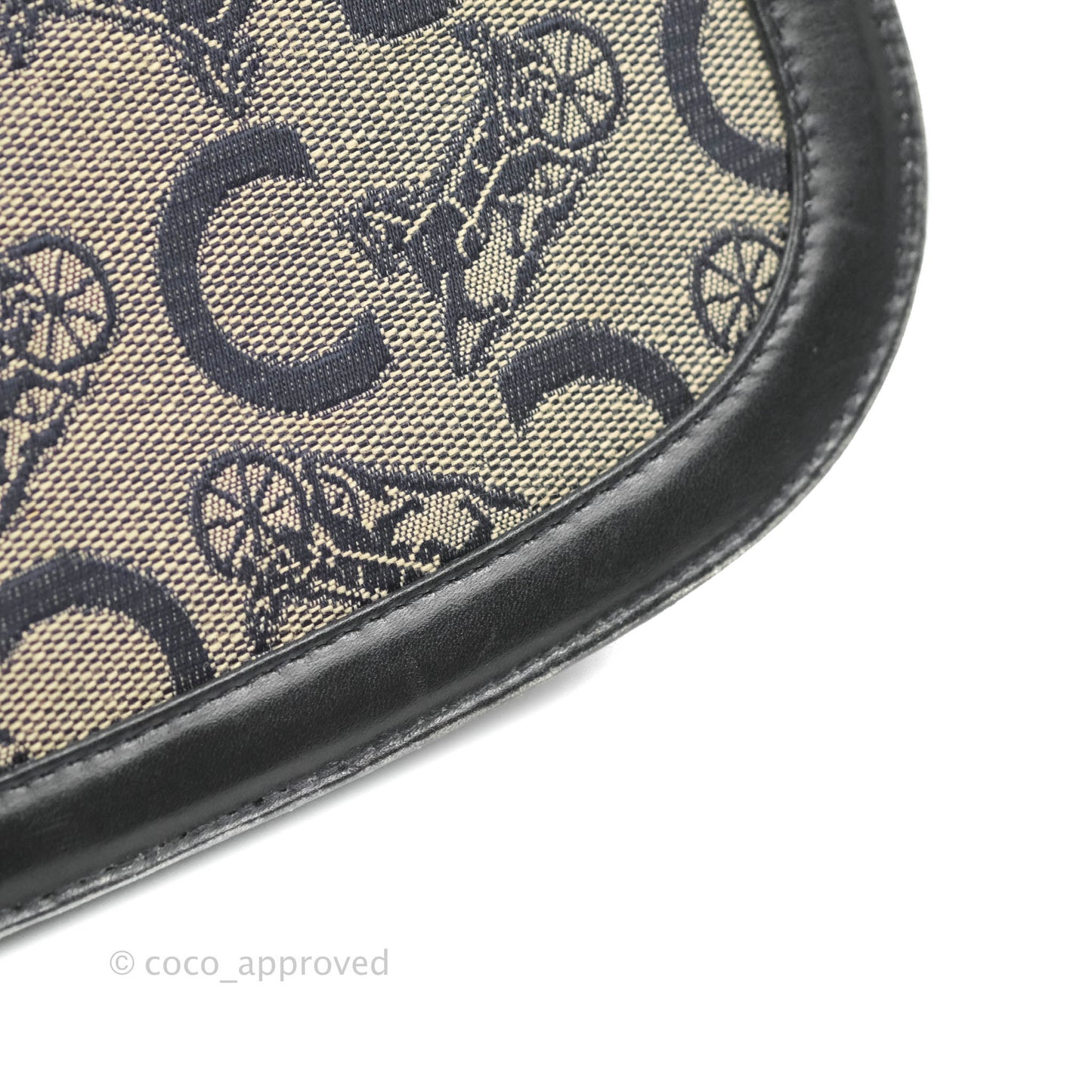 Celine Macadam Horse Carriage Bag Navy Gold Hardware