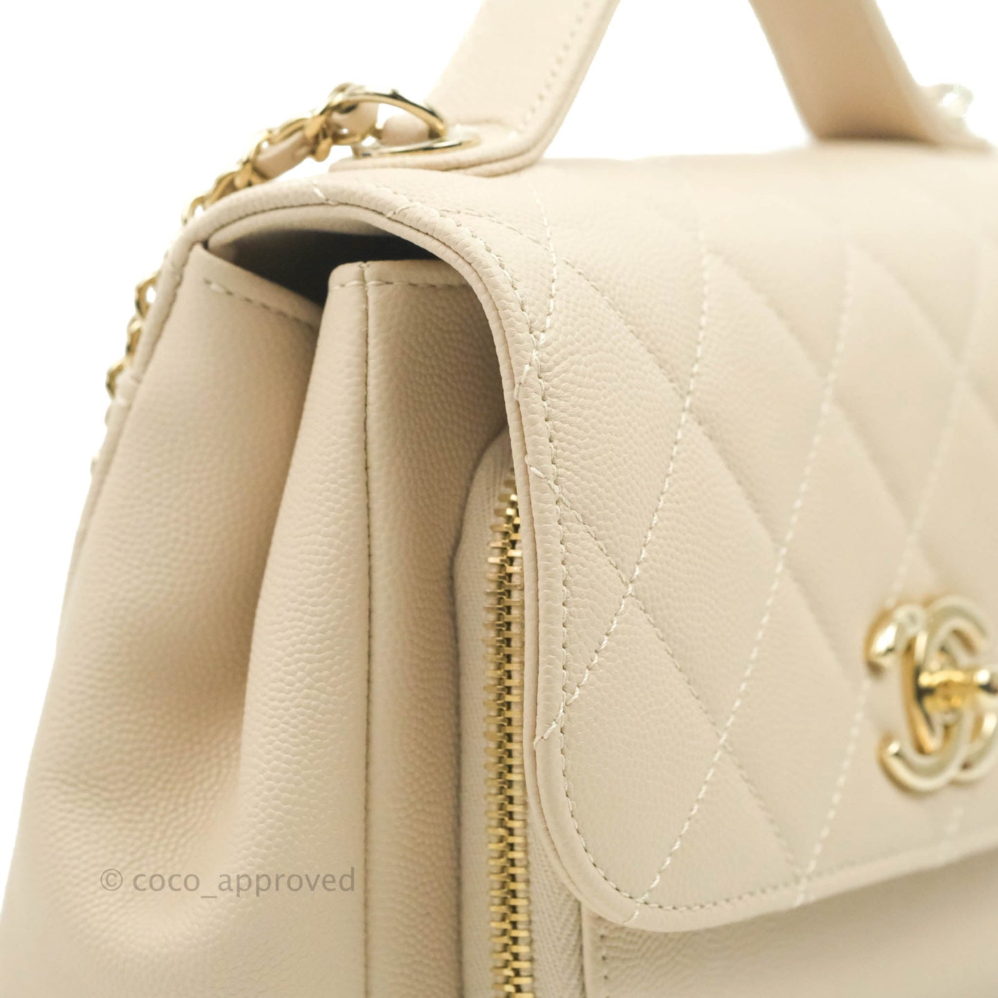 Chanel Quilted Small Business Affinity Flap Light Beige Caviar Gold Hardware