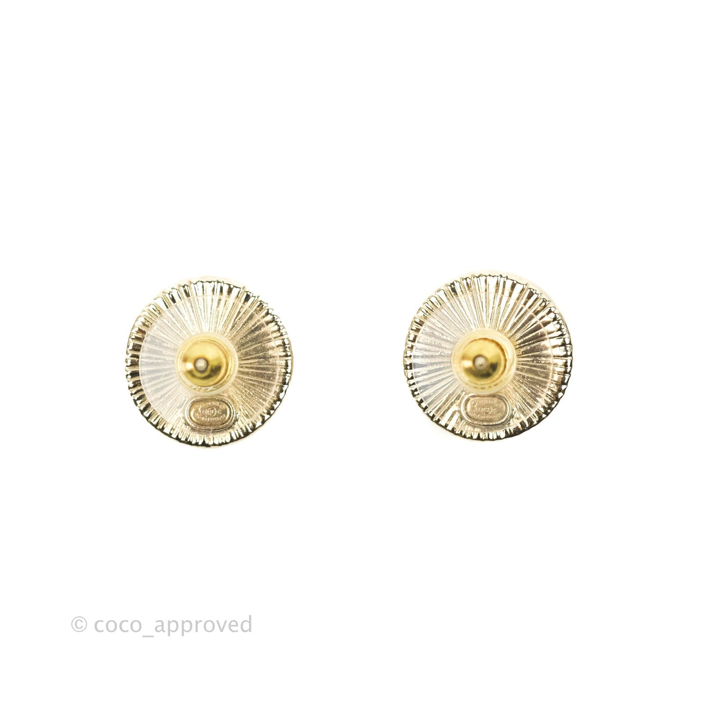 Chanel CC Crystal Round Earrings Gold Tone 22C