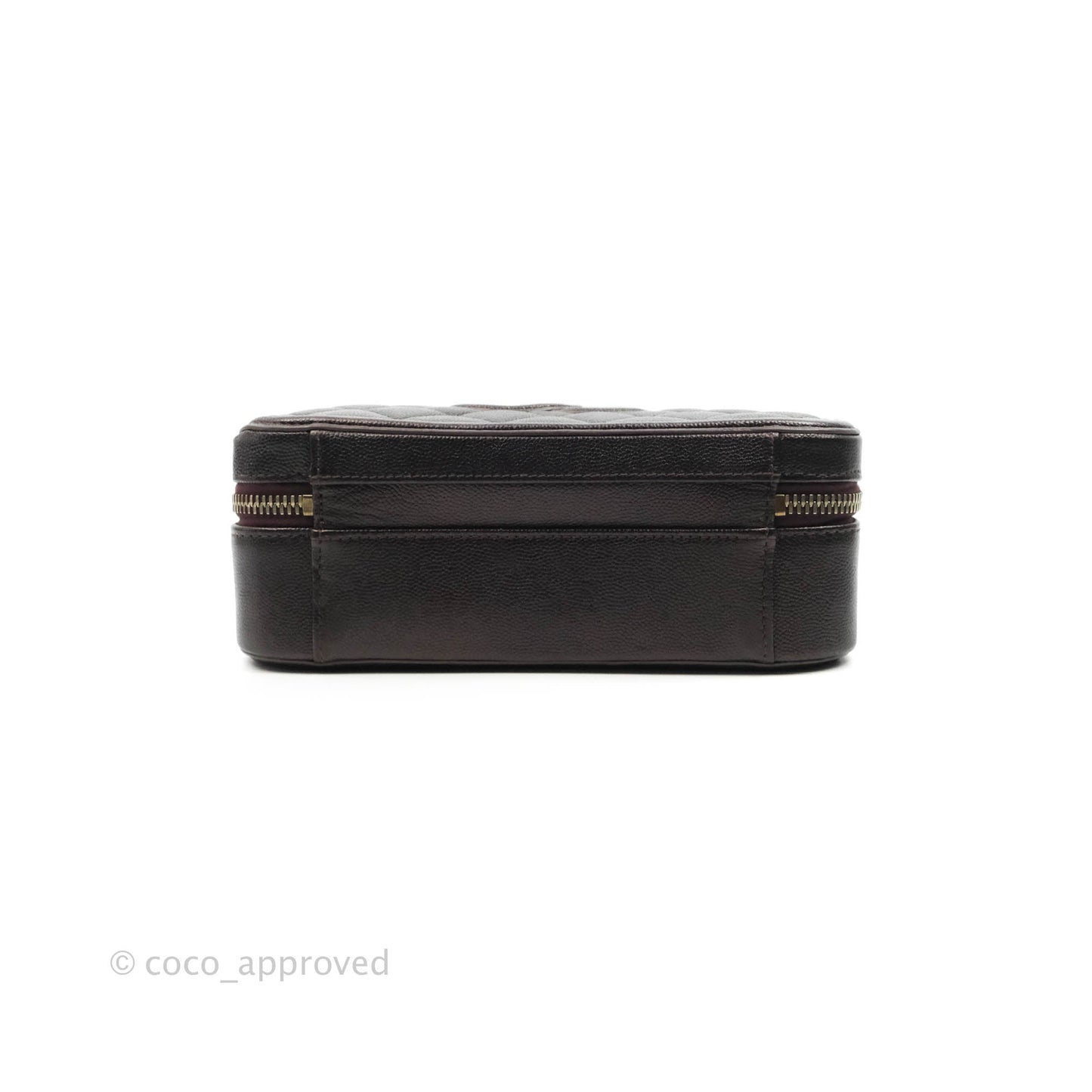 Chanel Quilted Medium CC Filigree Vanity Case Iridescent Burgundy Caviar Gold Hardware