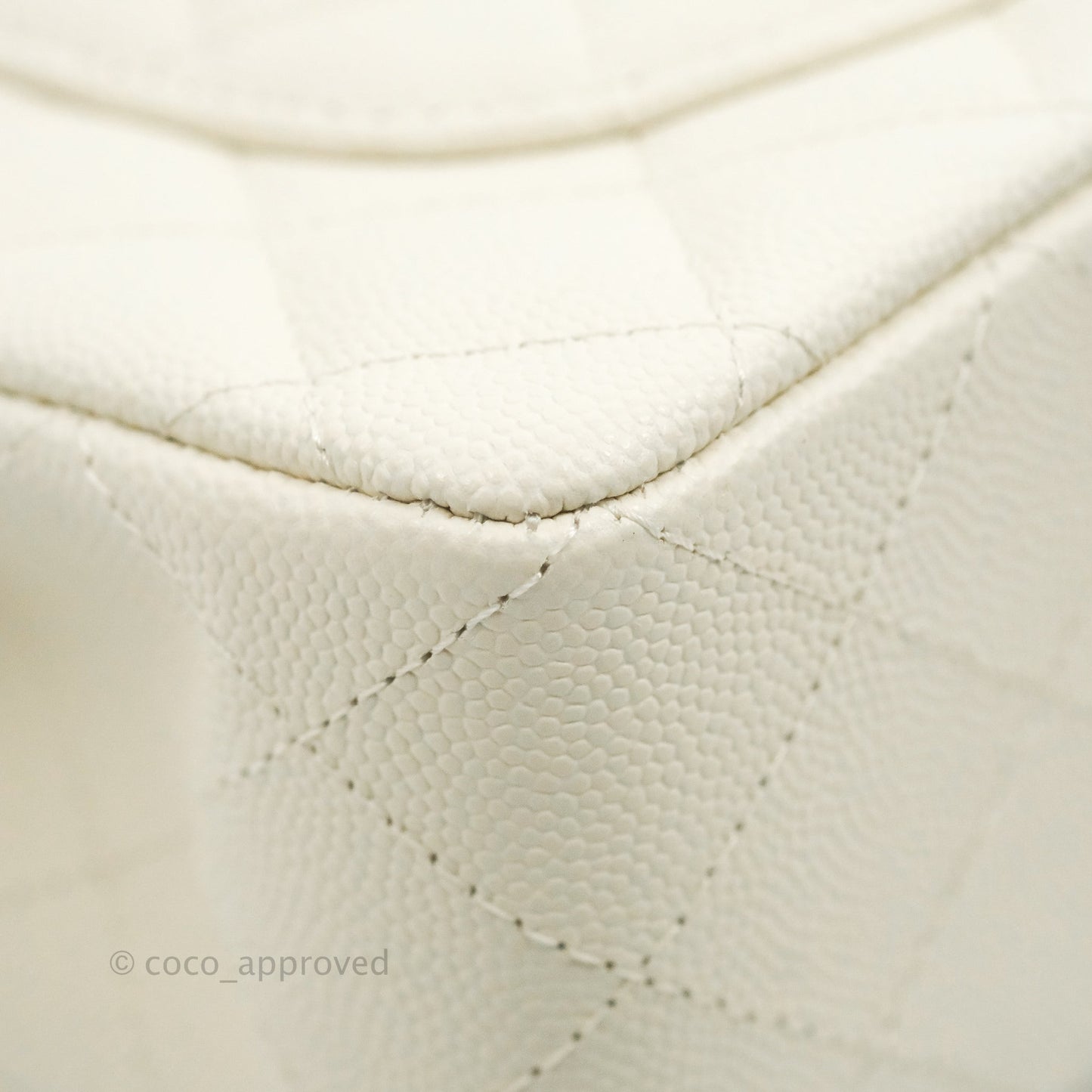 Chanel Classic Small S/M Quilted Flap White Caviar Gold Hardware 22C