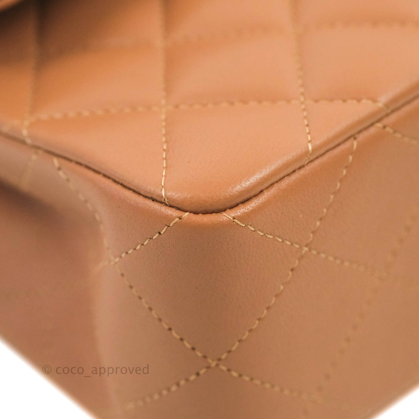 Chanel Small Classic Quilted Flap Dark Beige Caramel Lambskin Gold Hardware 22S