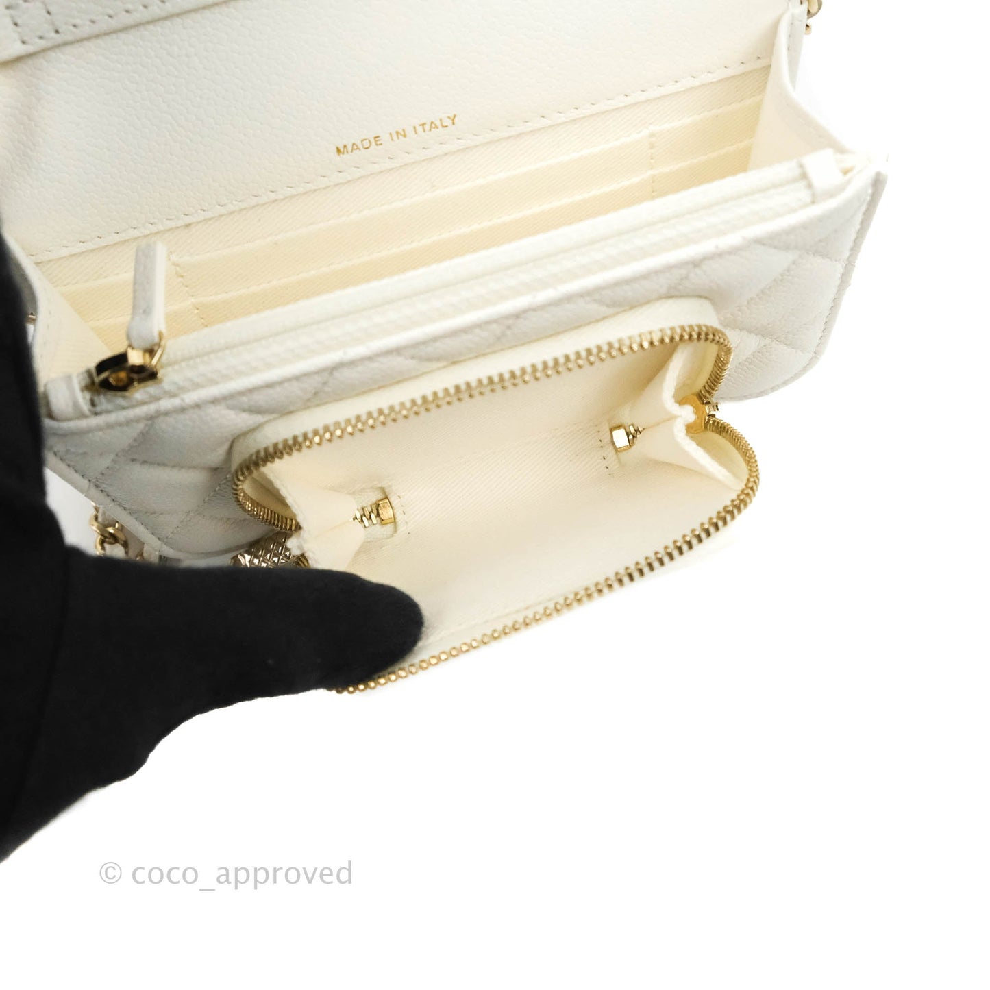 Chanel Business Affinity Clutch With Chain White Caviar Gold Hardware