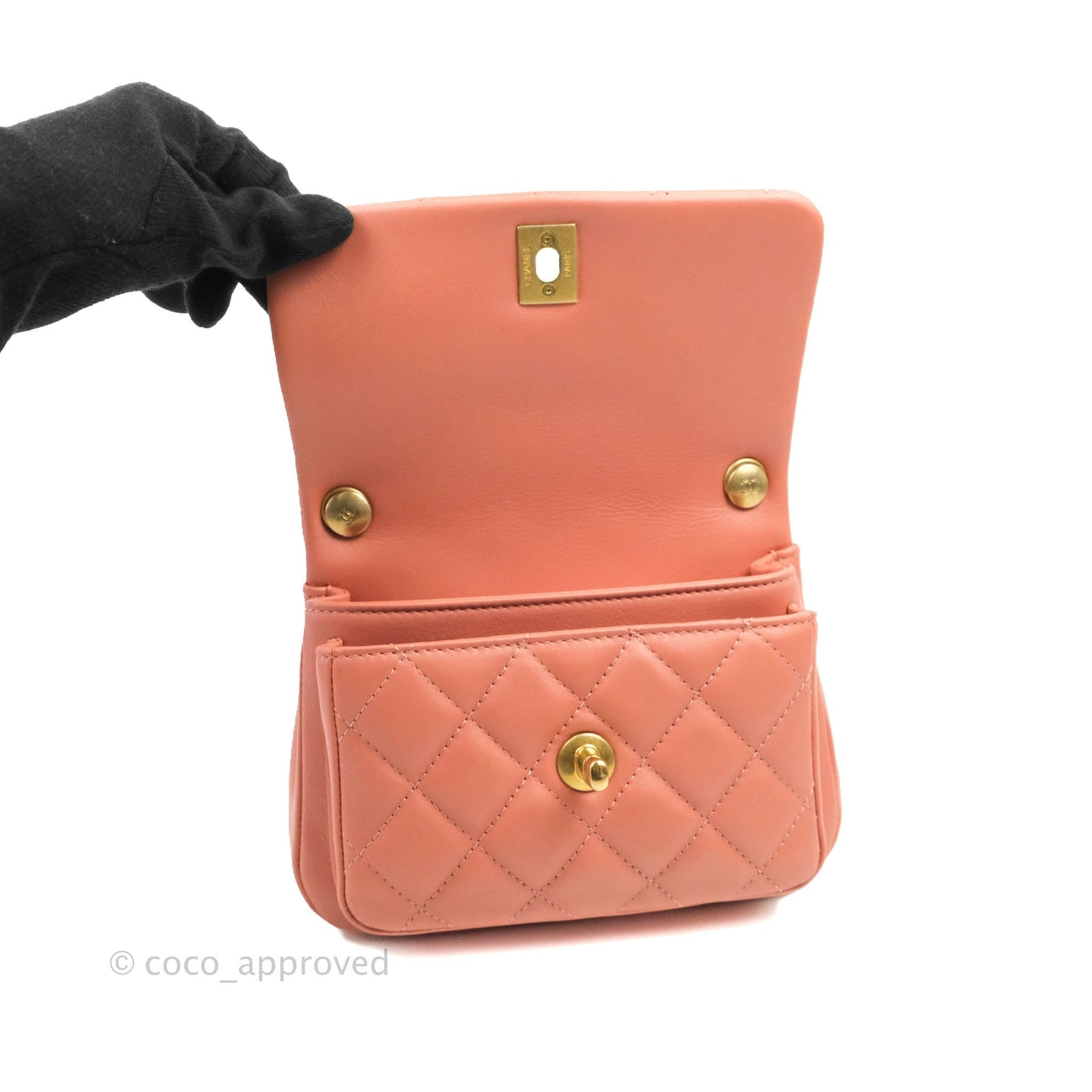 Chanel Mini Flap Bag With Top Handle Pink Lambskin Gold Hardware 20C