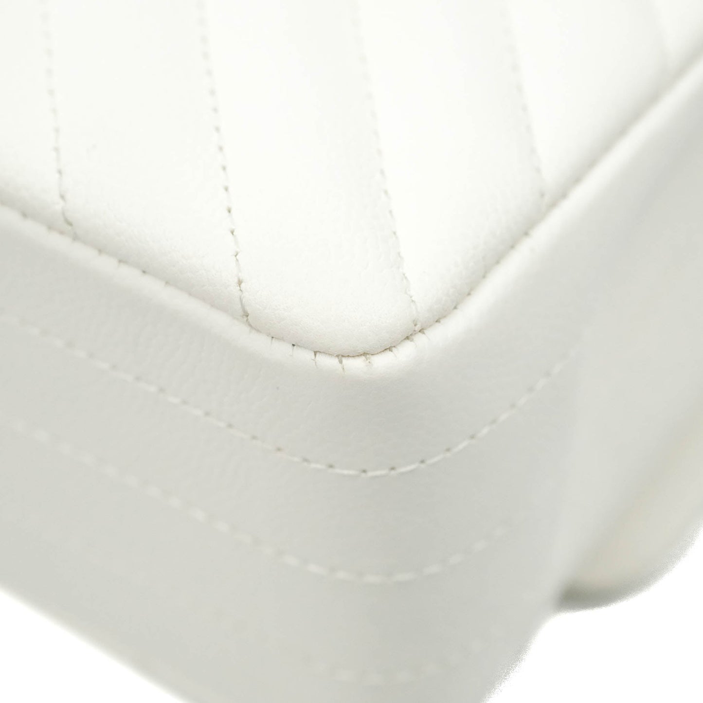 Chanel Chevron M/L Medium Double Flap White Caviar Gold Hardware