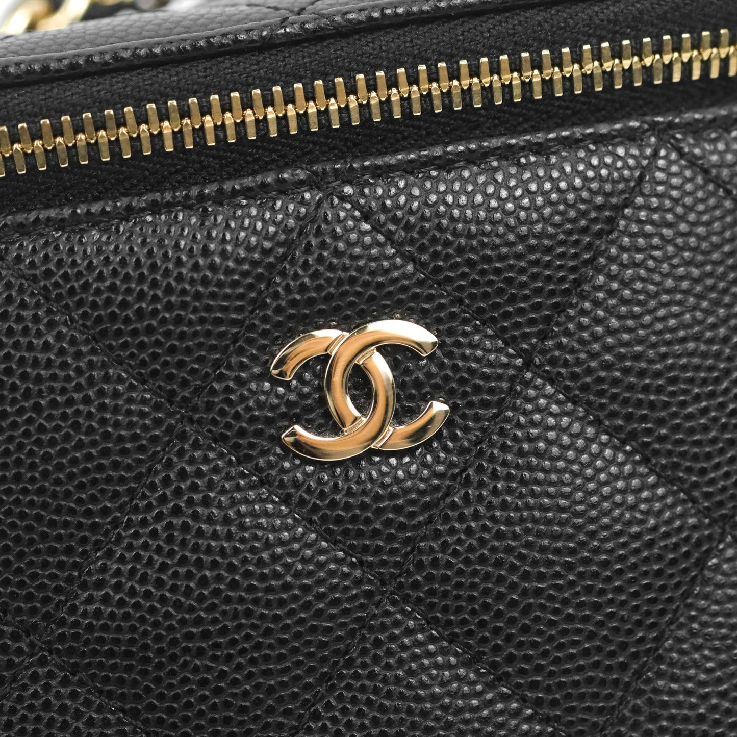 Chanel Mini Vanity With Chain Black Caviar Gold Hardware