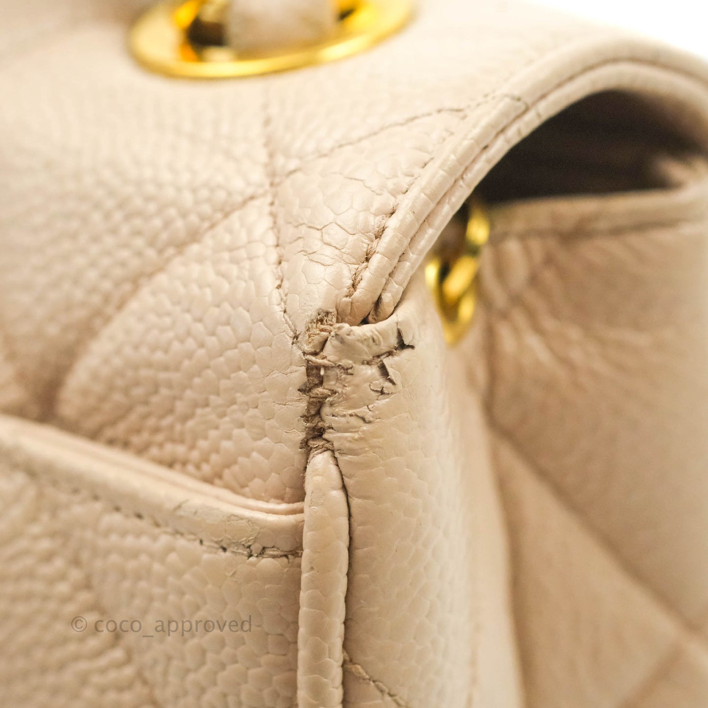 Chanel Vintage CC Large Square Shoulder Bag Dusty Pink Caviar 24K Gold Hardware