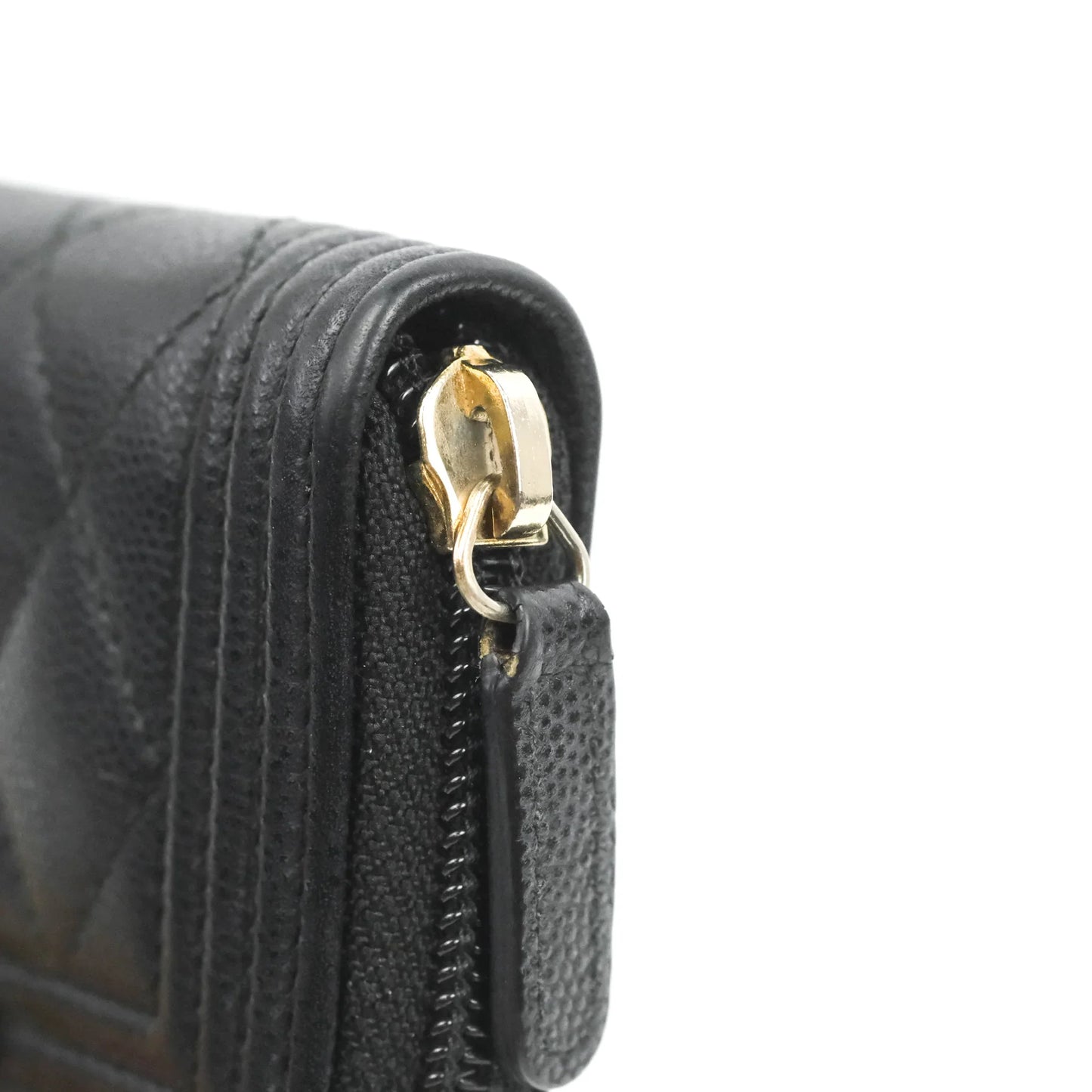 Chanel Boy Zipped Coin Purse Black Caviar Gold Hardware