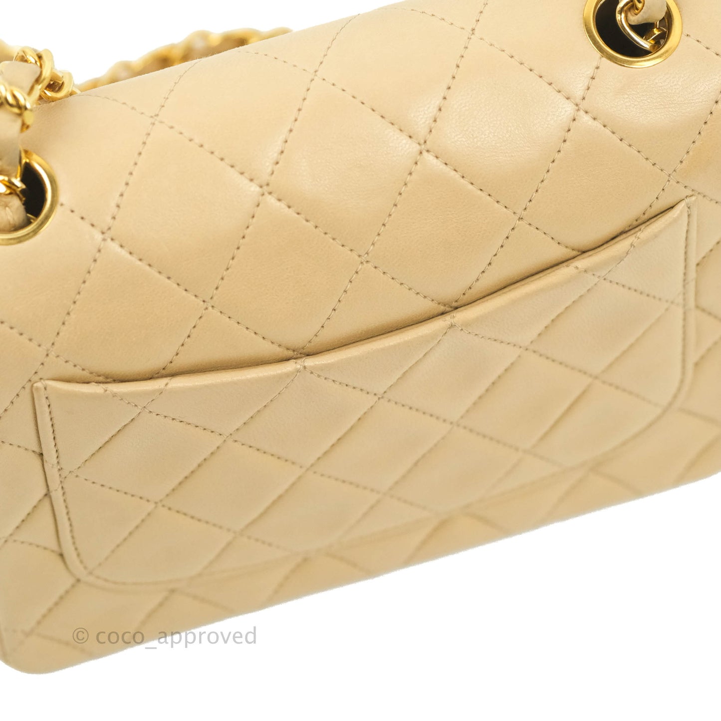 Chanel Vintage Mini Square Beige Lambskin 24K Gold Hardware