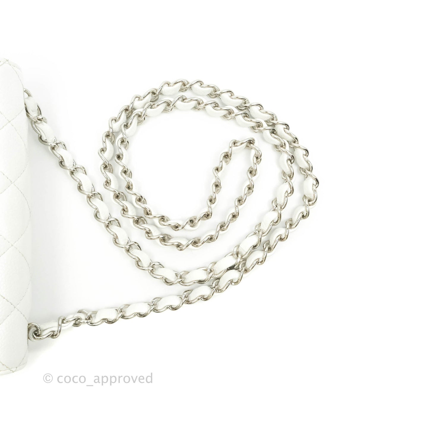 Chanel Quilted Vintage Mini Square Flap White Caviar Silver Hardware
