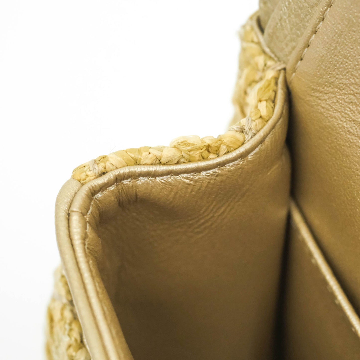 Chanel Classic M/L Medium Double Flap Woven Reed Aged Gold Hardware