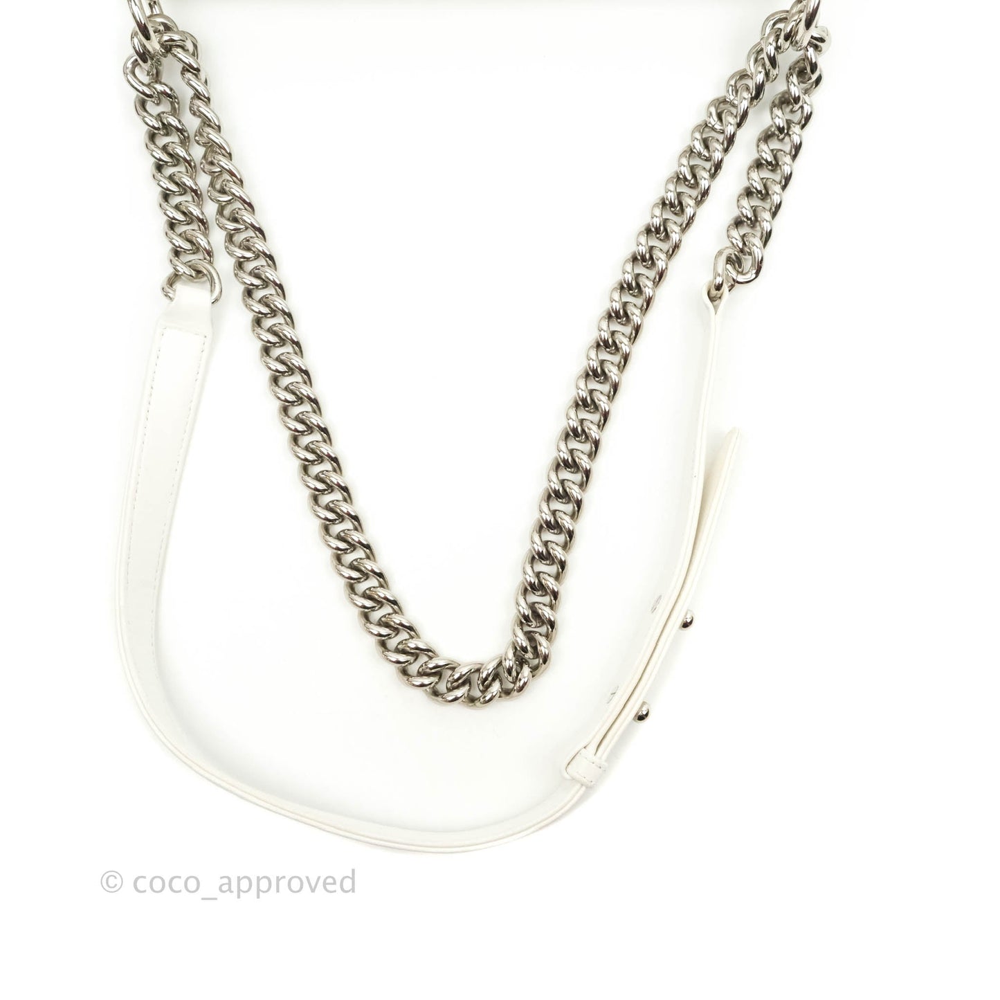 Chanel Quilted Medium Boy Flap Iridescent Chevron White Lambskin Silver Hardware