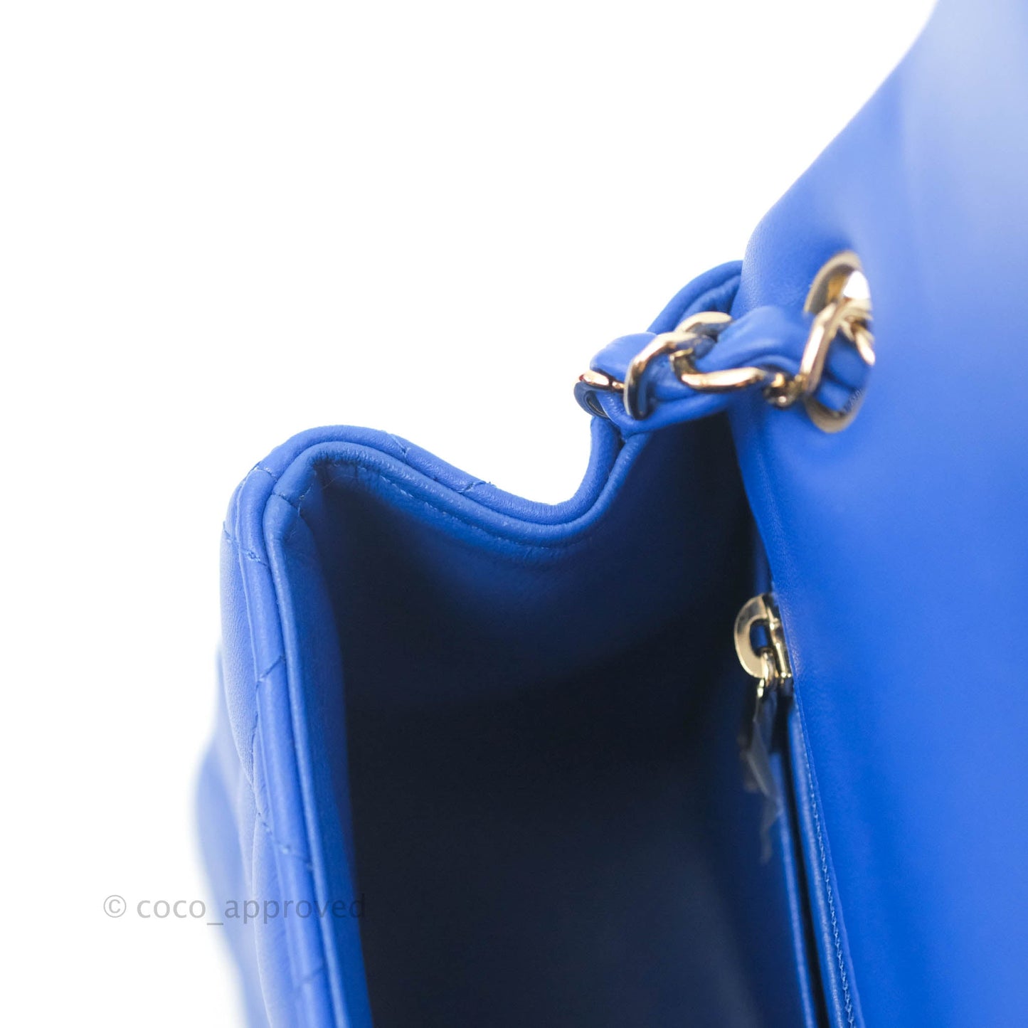 Chanel Mini Square Blue Lambskin Gold Hardware