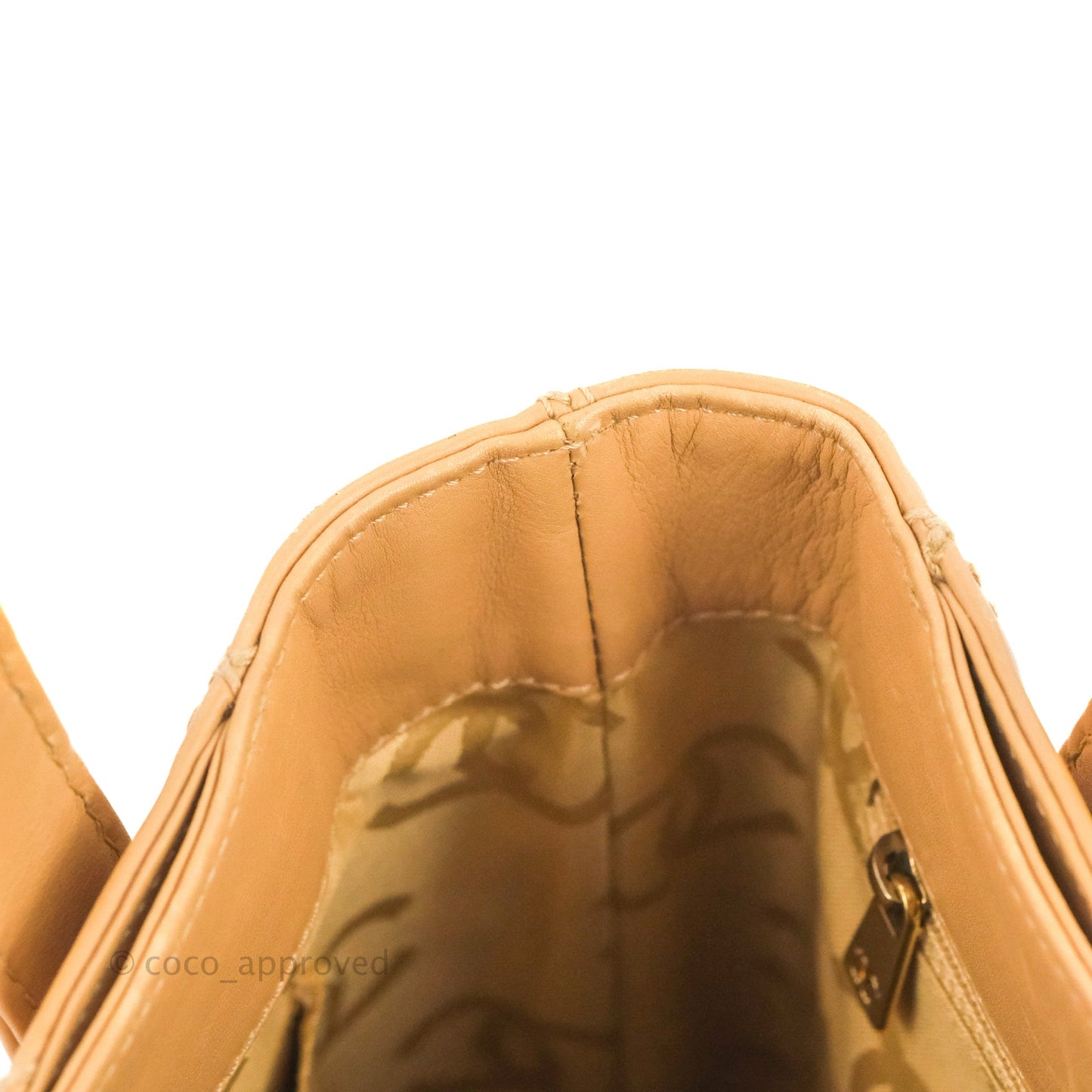 Chanel Vintage Quilted CC Tote Bag Beige Calfskin Gold Hardware