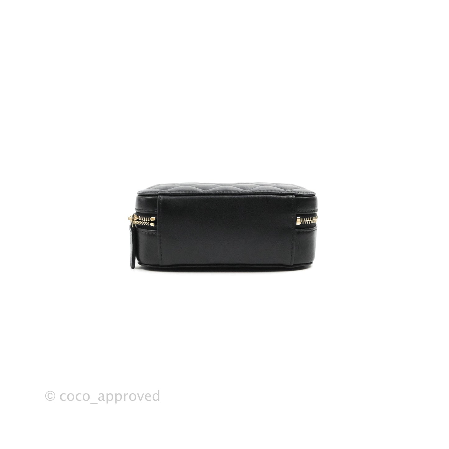 Chanel Mini Pearl Crush Quilted Camera Case Black Lambskin Aged Gold Hardware