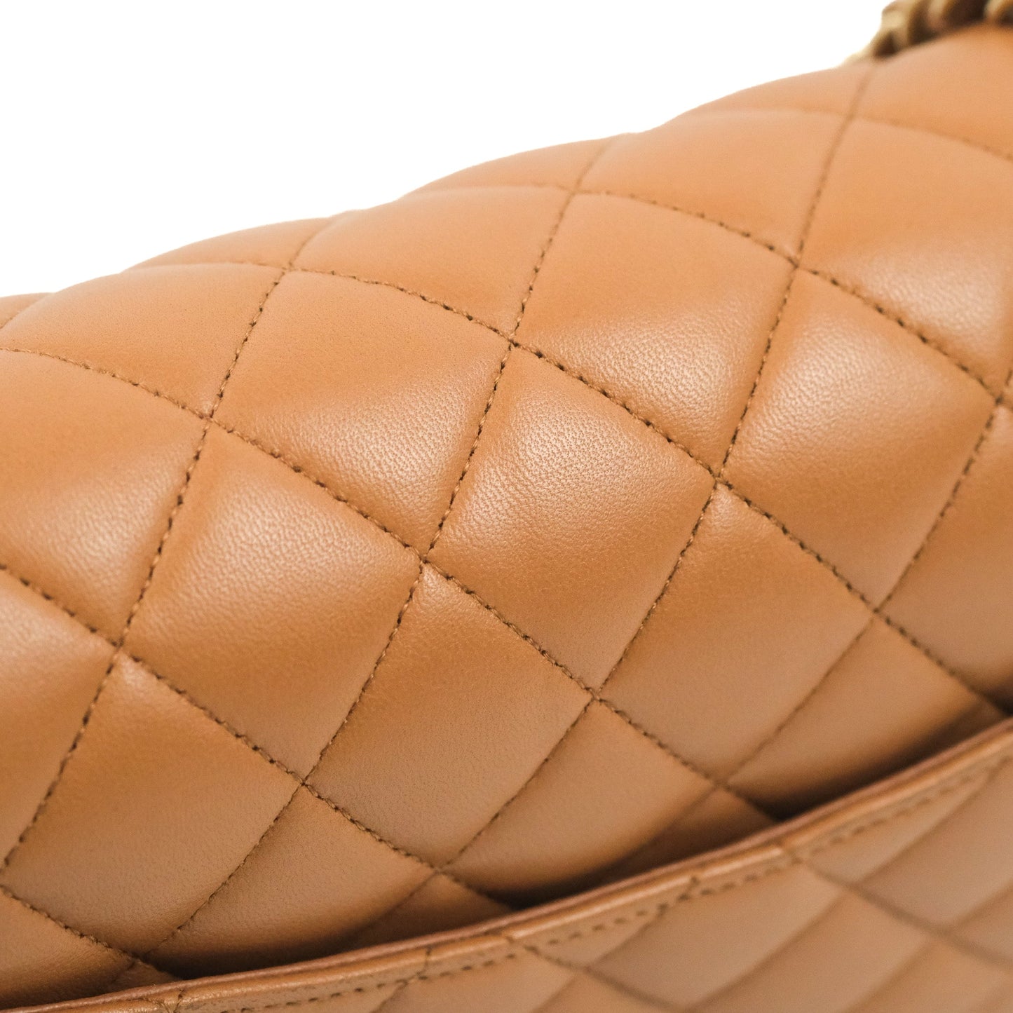 Chanel Classic M/L Medium Flap Quilted Dark Beige Caramel Lambskin Gold Hardware