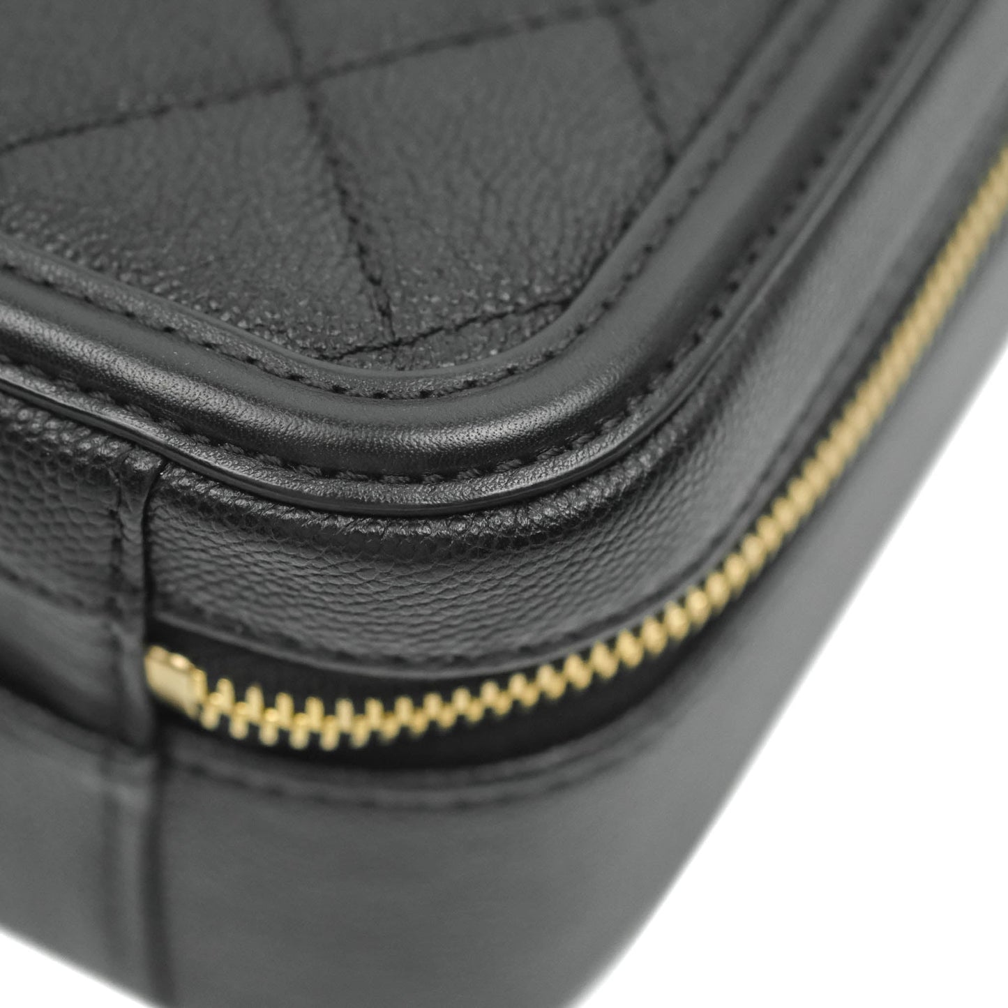 Chanel Quilted Medium CC Filigree Vanity Case Black Caviar Gold Hardware