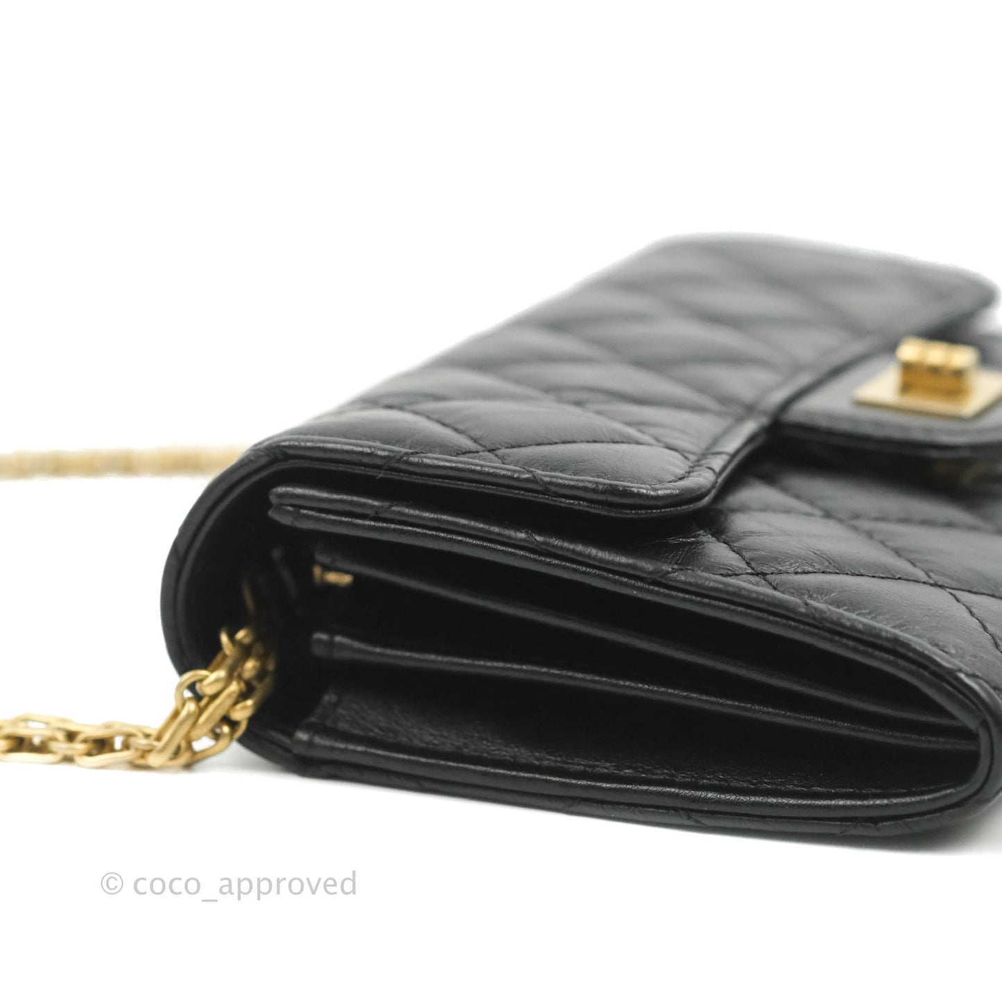 Chanel Reissue 2.55 Clutch With Chain Black Crumpled Calfskin Aged Gold Hardware