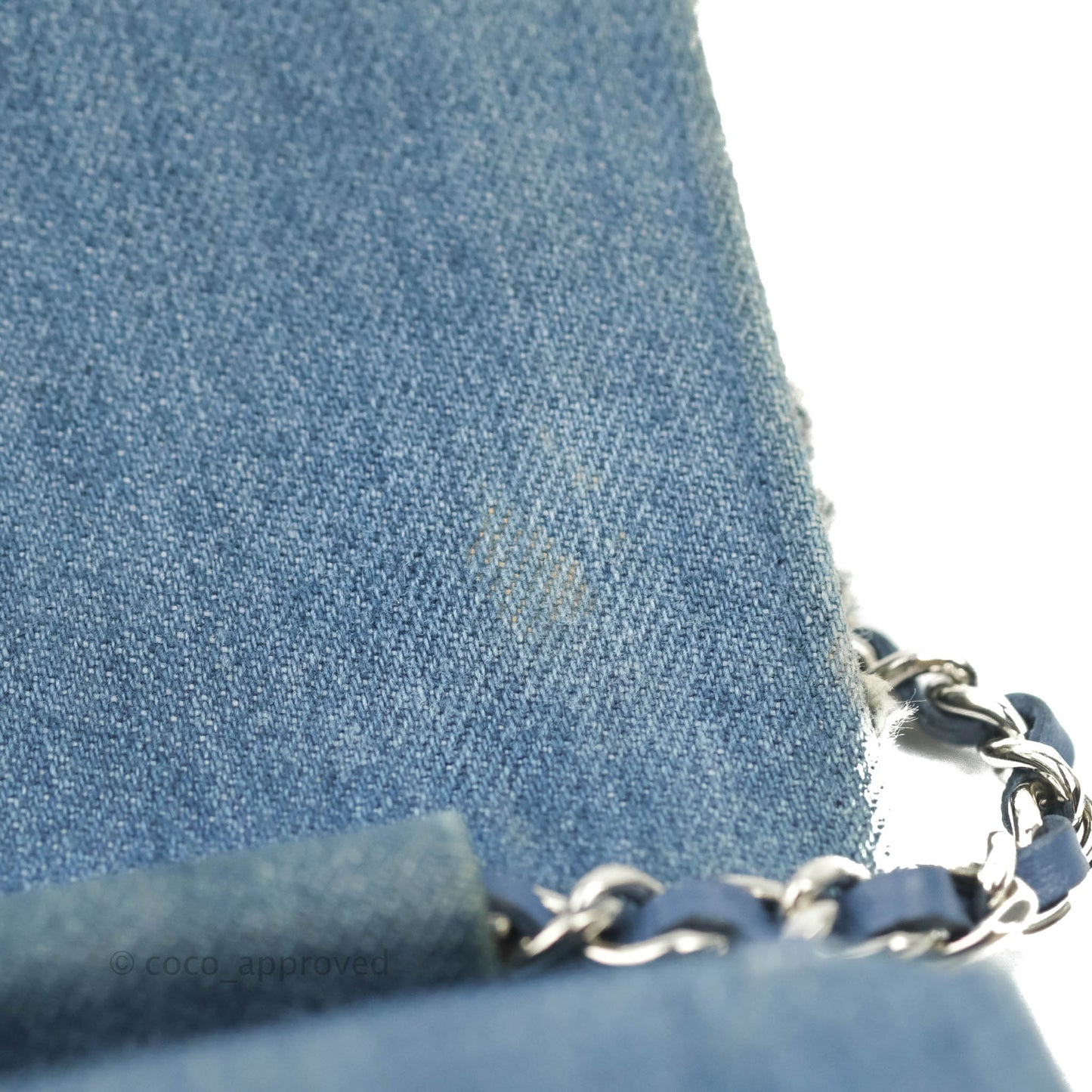 Chanel Quilted Wallet on Chain WOC Washed Denim Silver Hardware