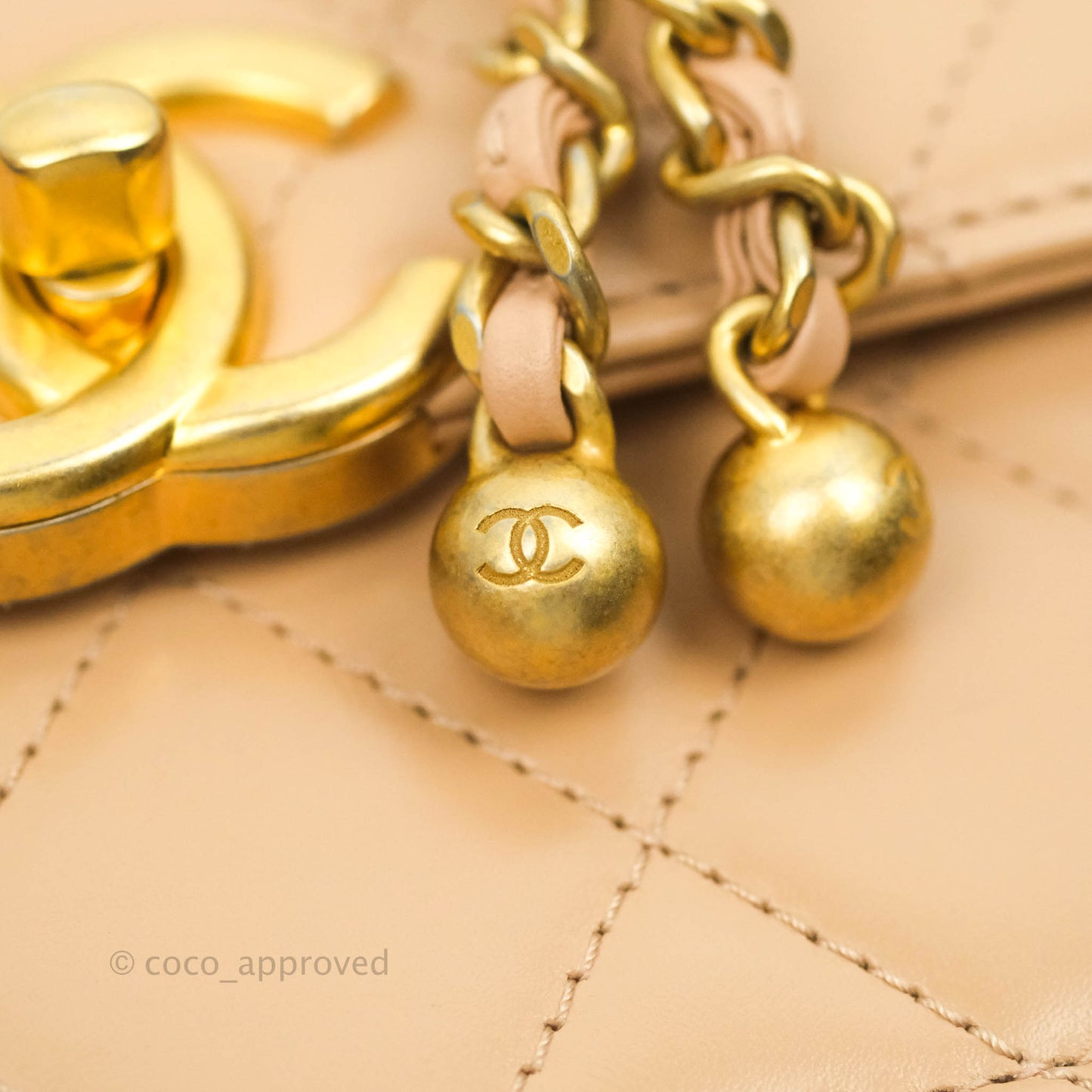 Chanel Quilted Small Perfect Fit Adjustable Beige Calfskin Gold Hardware 21A