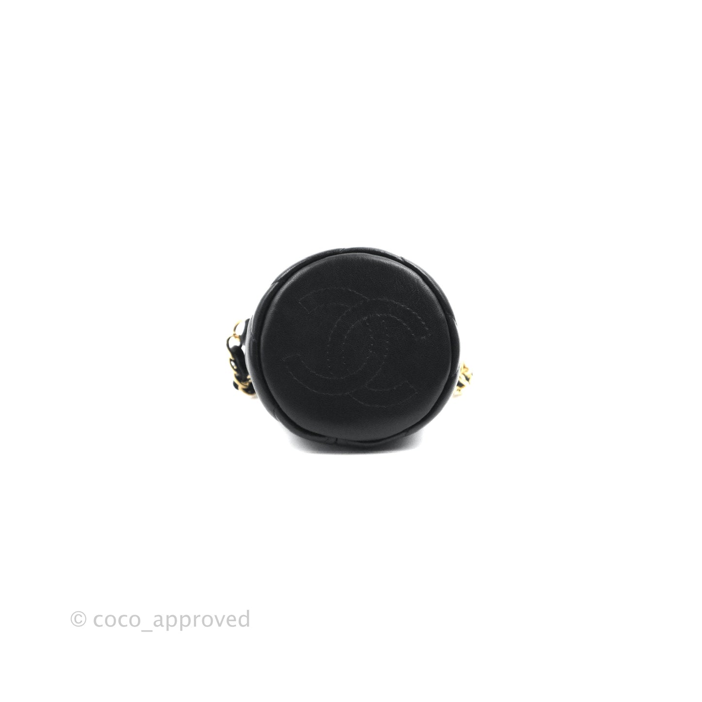 Chanel Mini Bucket Bag with Fluffy Chain Black Lambskin Gold Hardware