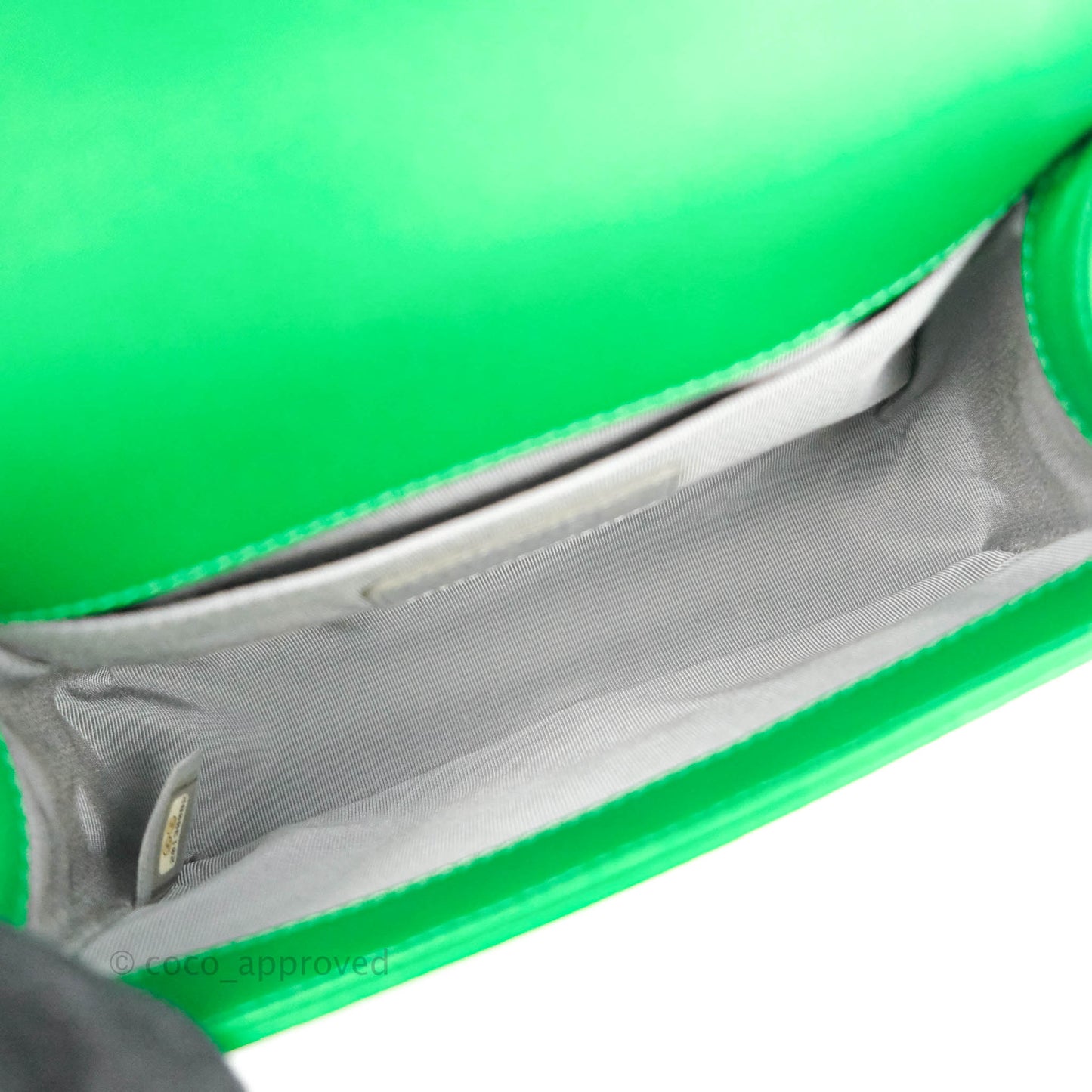 Chanel Small Boy Green Calfskin Ruthenium Hardware