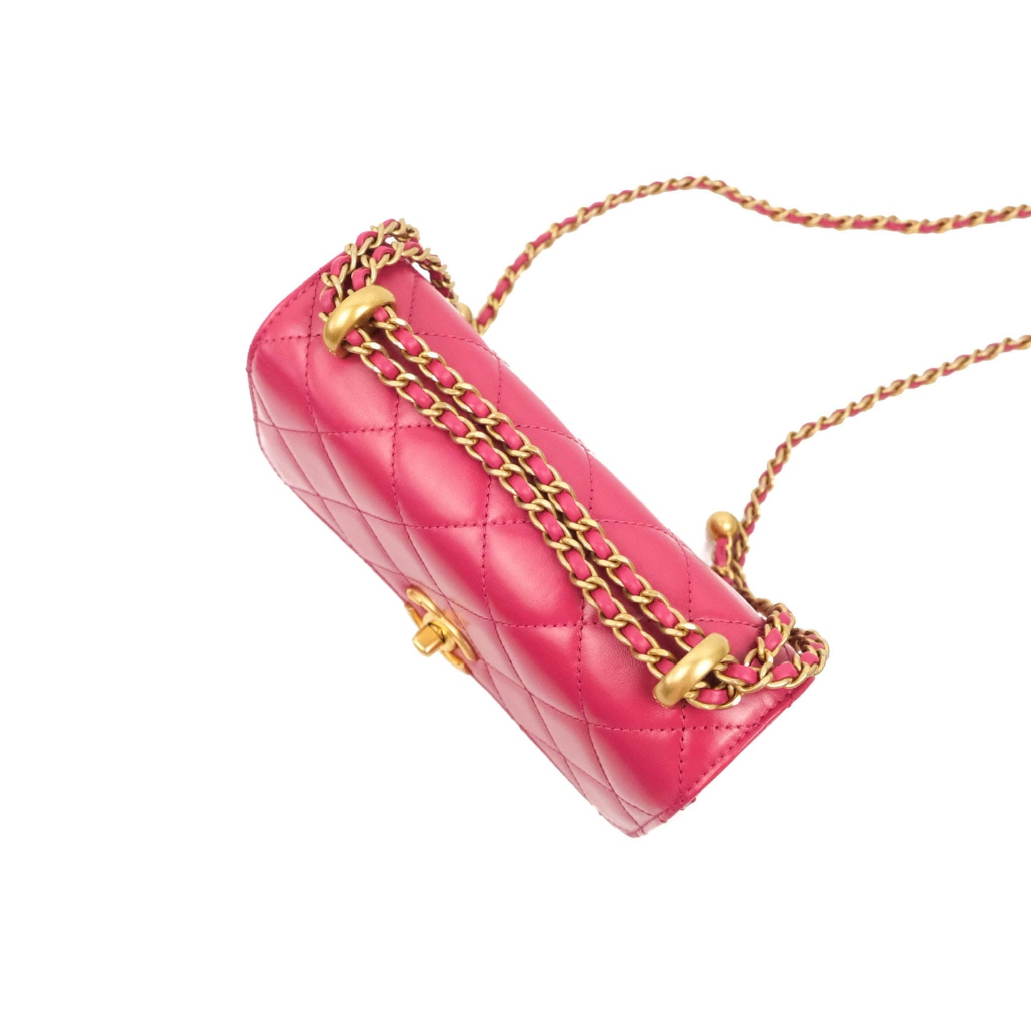 Chanel Quilted Mini Perfect Fit Adjustable Pink Calfskin Aged Gold Hardware 21A