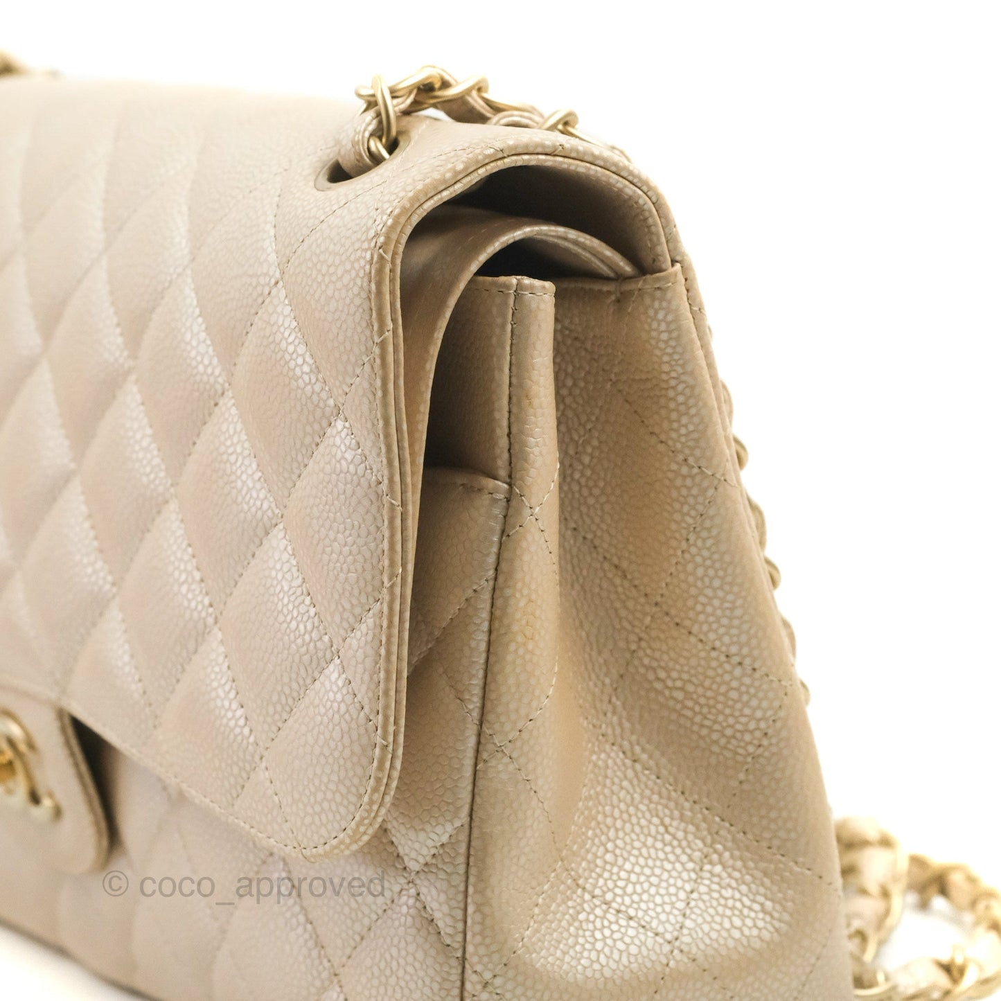 Chanel Jumbo Double Flap Iridescent Pearly Caviar Gold Hardware⁣⁣