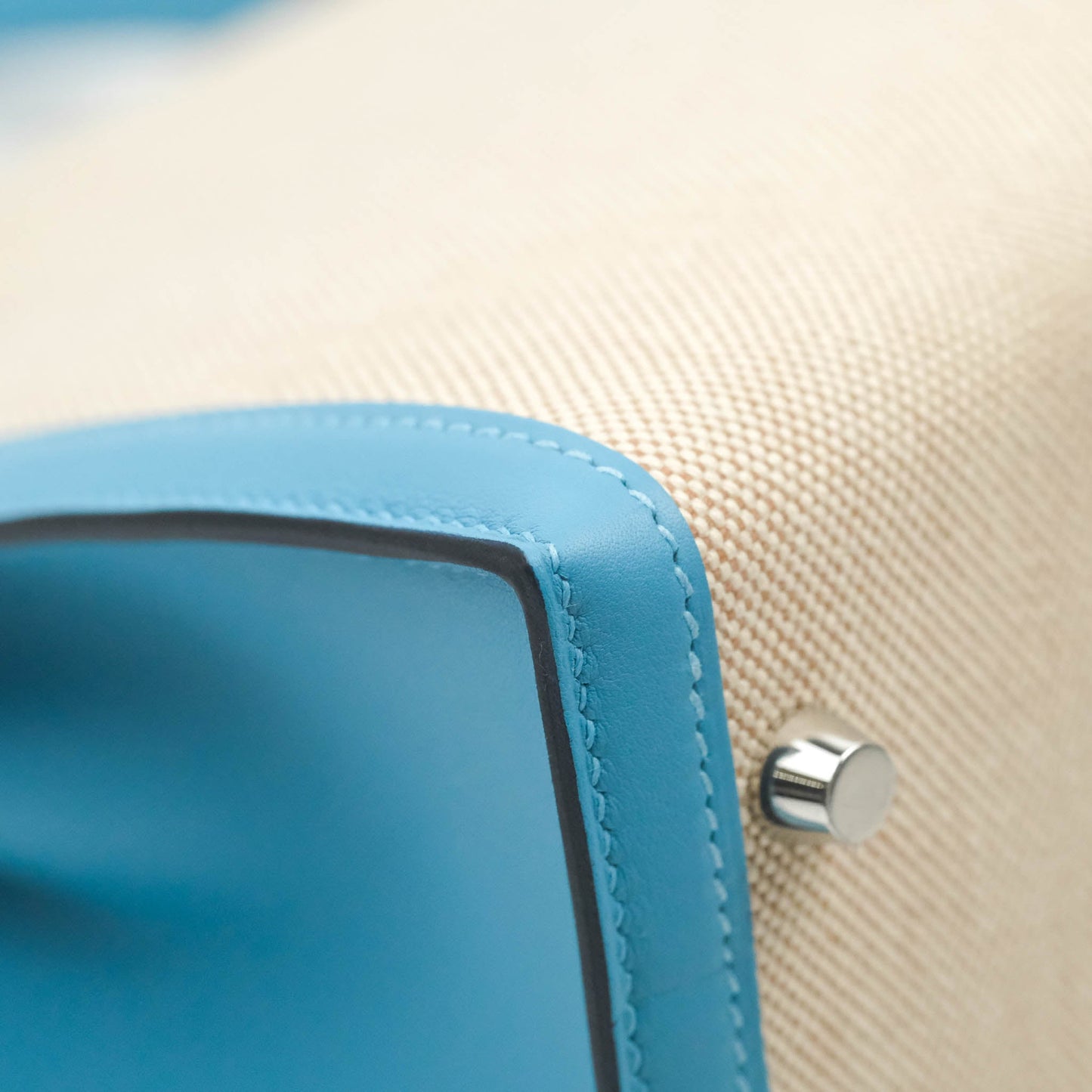 Hermès Kelly 28 Bleu Du Nord Swift & Ecru-beige Toile H Palladium Hardware