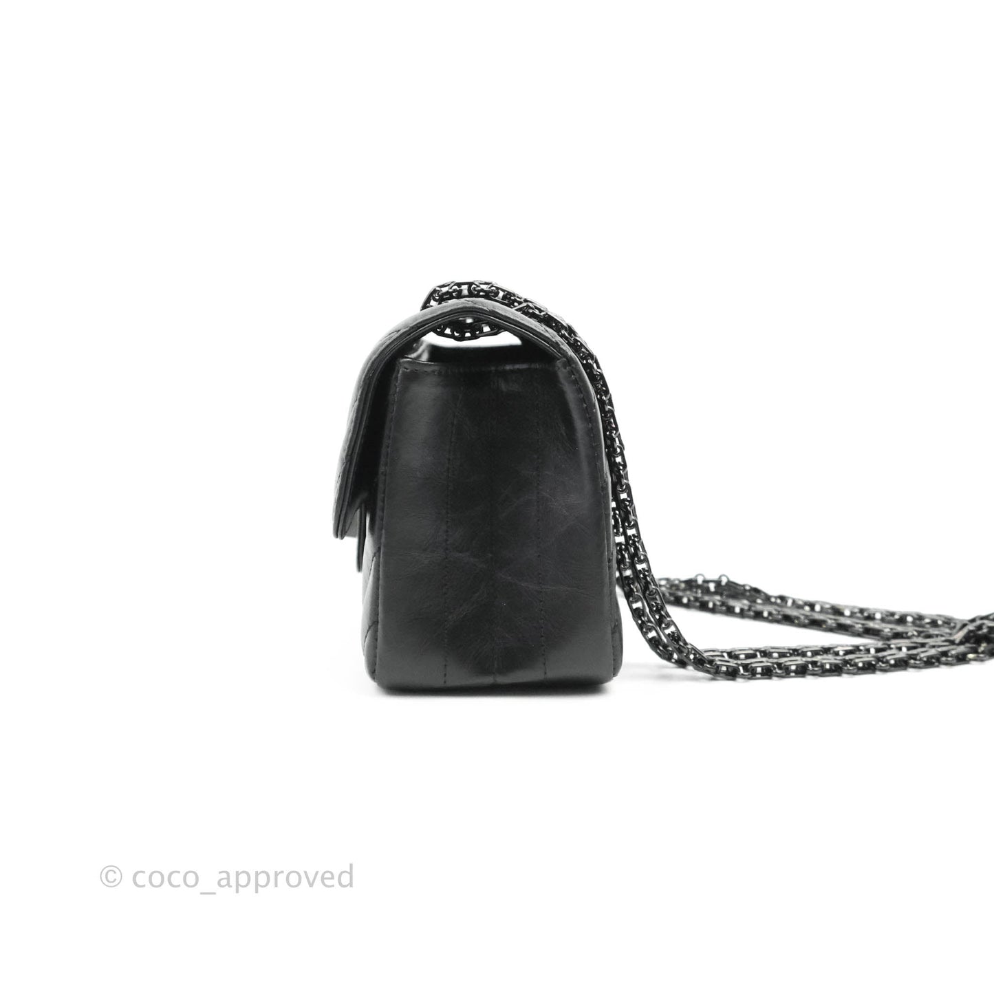 Chanel Mini Reissue 224 So Black Chevron Calfskin Black Hardware
