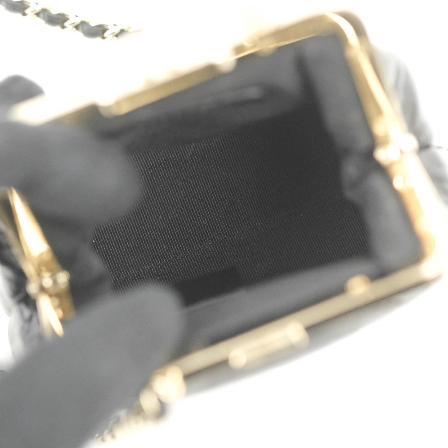 Chanel Kisslock Clutch with Chain Black Shiny Aged Lambskin Gold Hardware