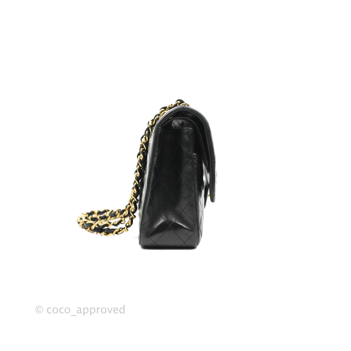 Chanel Classic M/L Medium Flap Quilted Black Lambskin 24K Gold Hardware