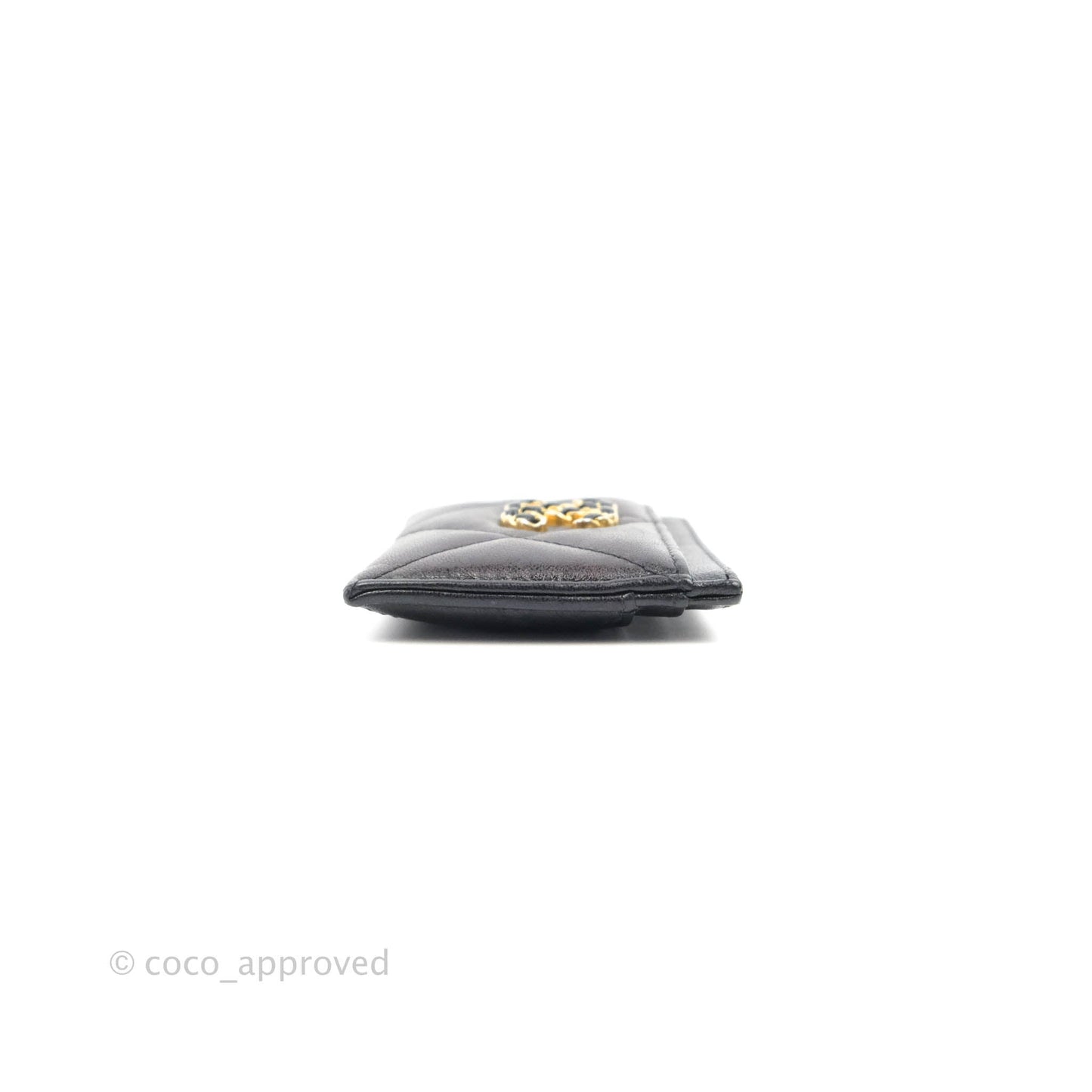 Chanel 19 Quilted Iridescent Black Flat Card Holder