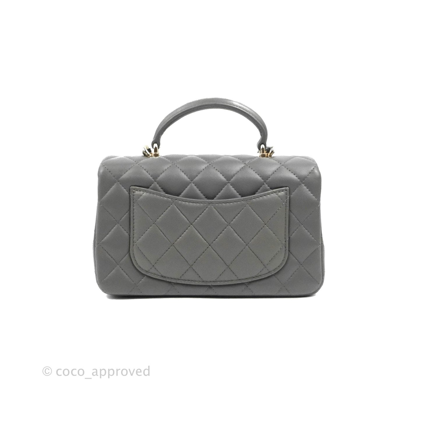 Chanel Top Handle Mini Rectangular Flap Bag Grey Lambskin Gold Hardware
