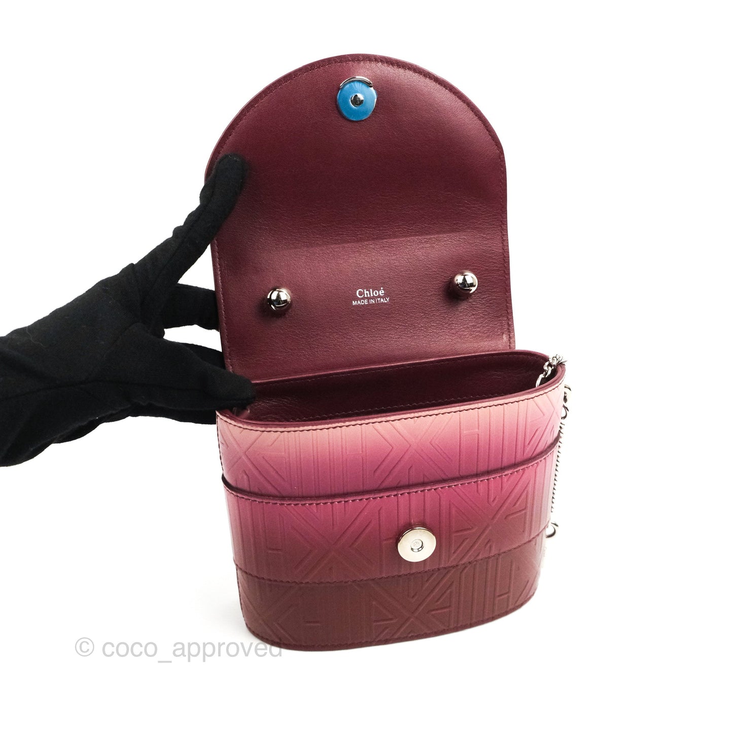 Chloé Small Aby Lock Chain Bag Brown/Purple Embossed Calfskin