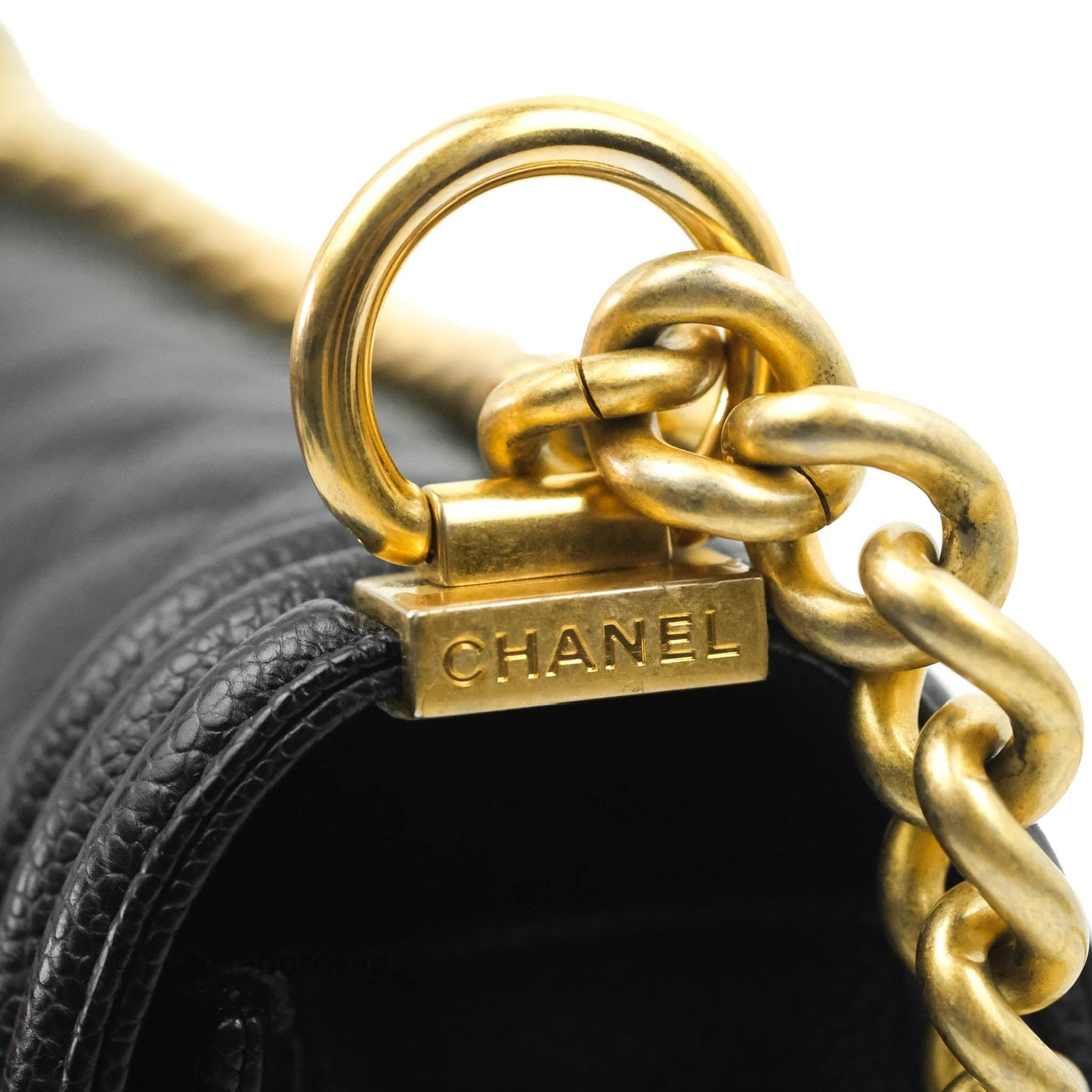 Chanel Medium Boy Quilted Black Caviar Aged Gold Hardware