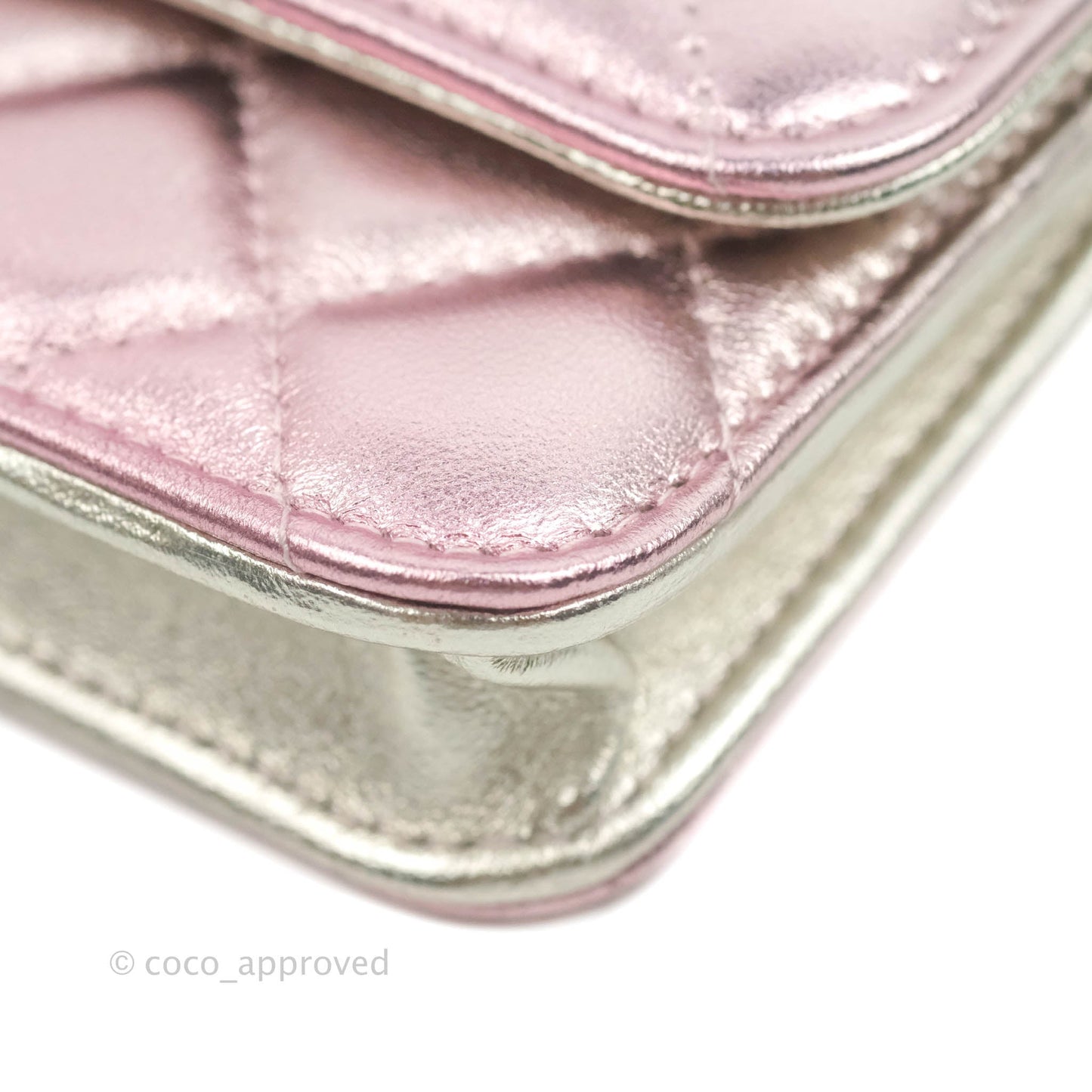 Chanel Quilted Clutch with Chain Metallic Gradient Pink/Silver Lambskin