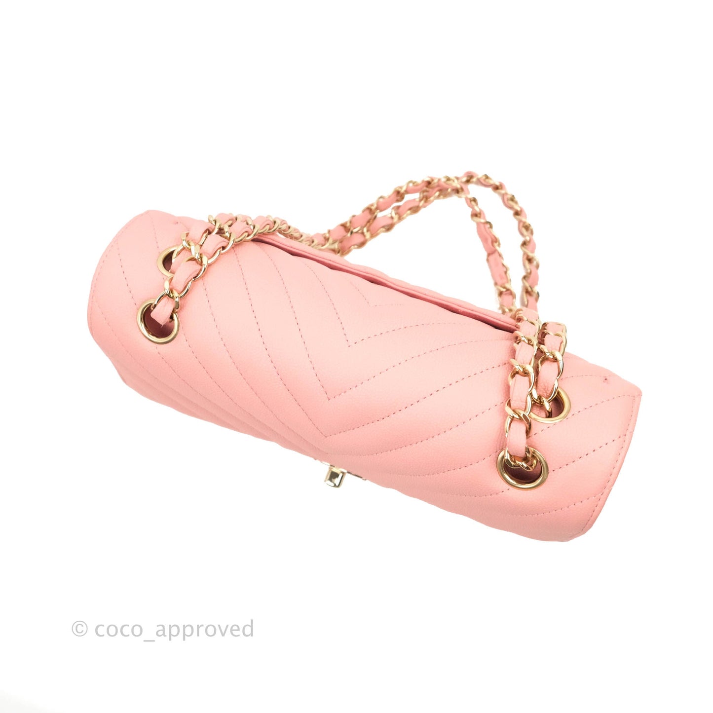 Chanel Classic Chevron S/M Small Double Flap Pink Caviar Gold Hardware