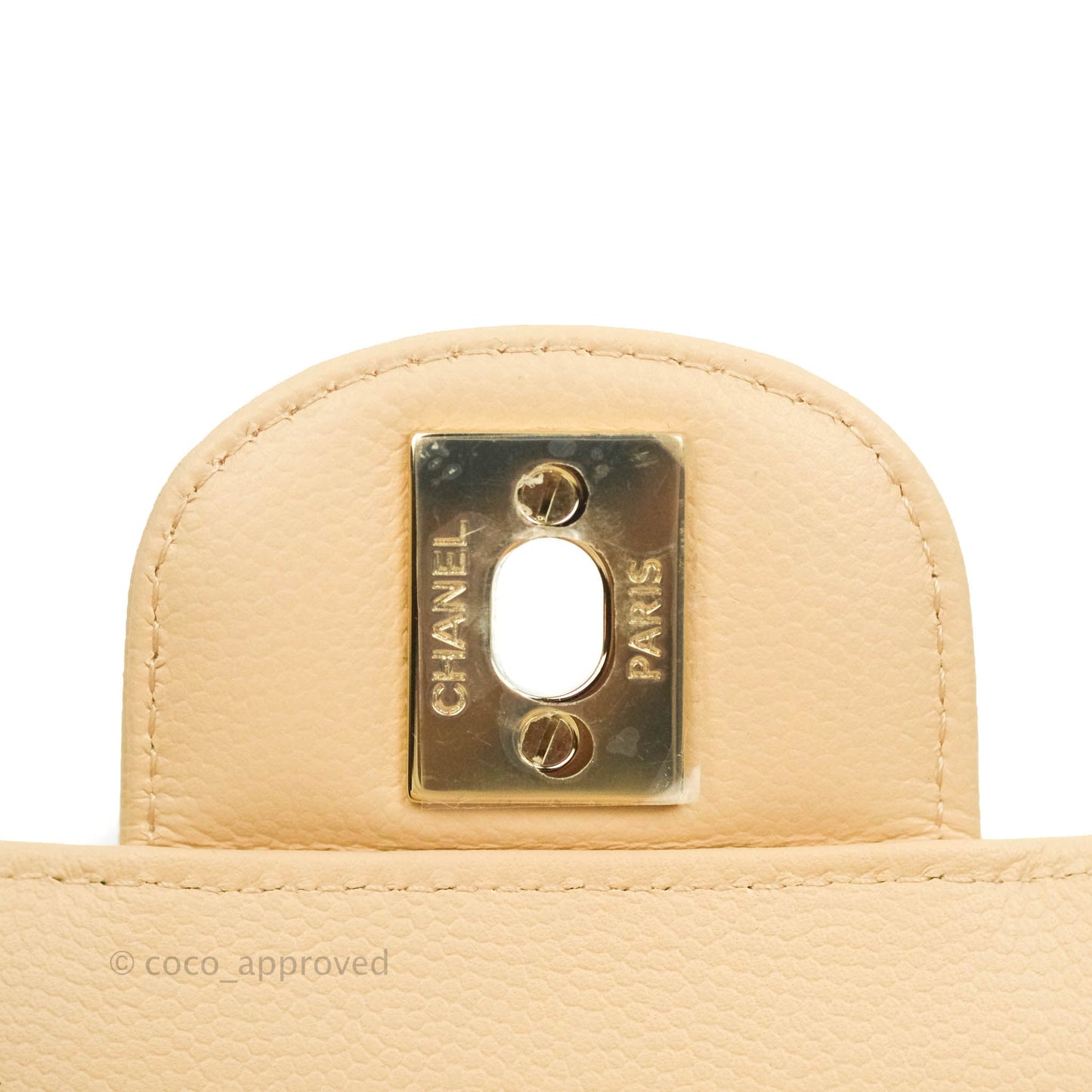 Chanel Classic S/M Small Double Flap Chevron Beige Caviar Gold Hardware