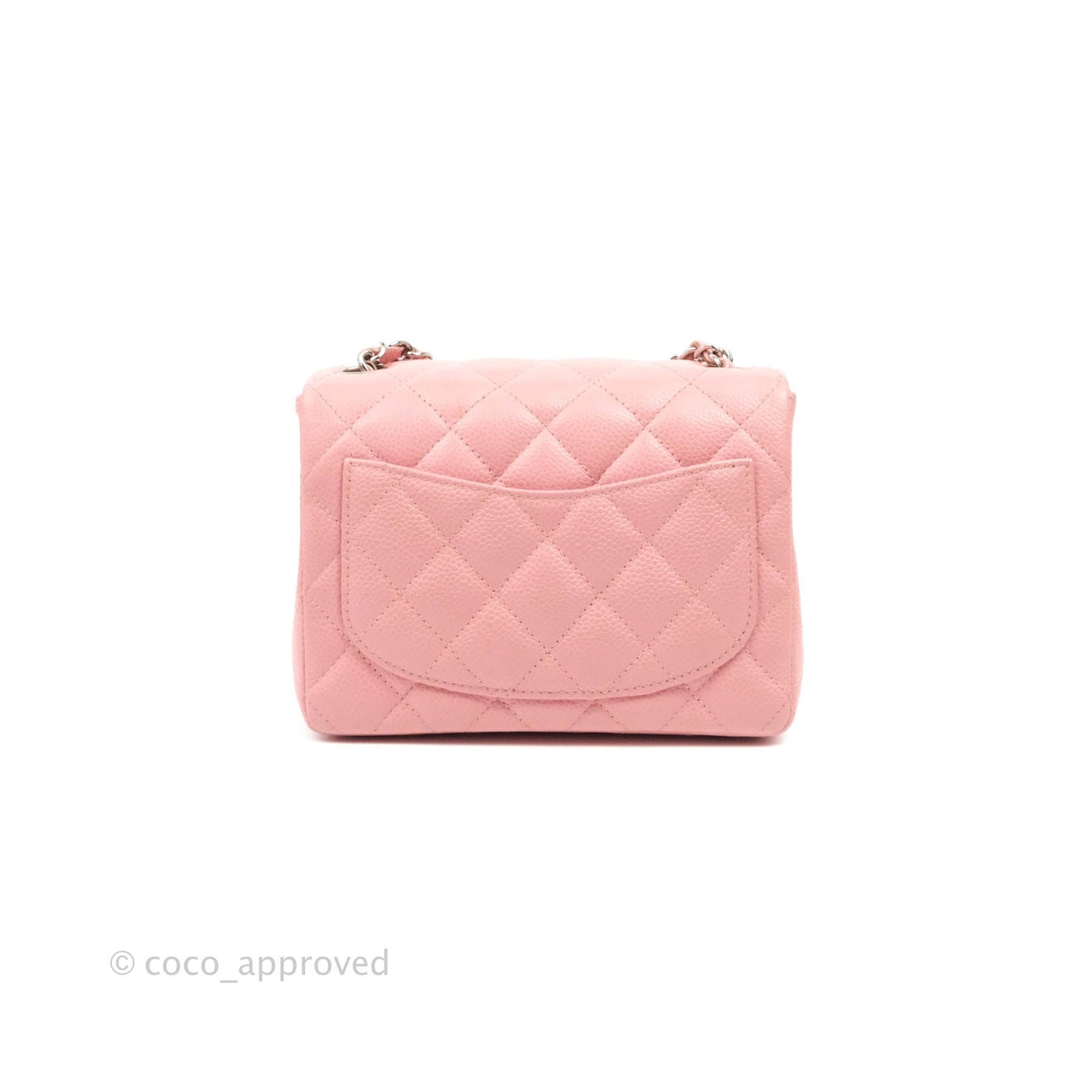 Chanel Quilted Vintage Mini Square Flap Pink Caviar Silver Hardware
