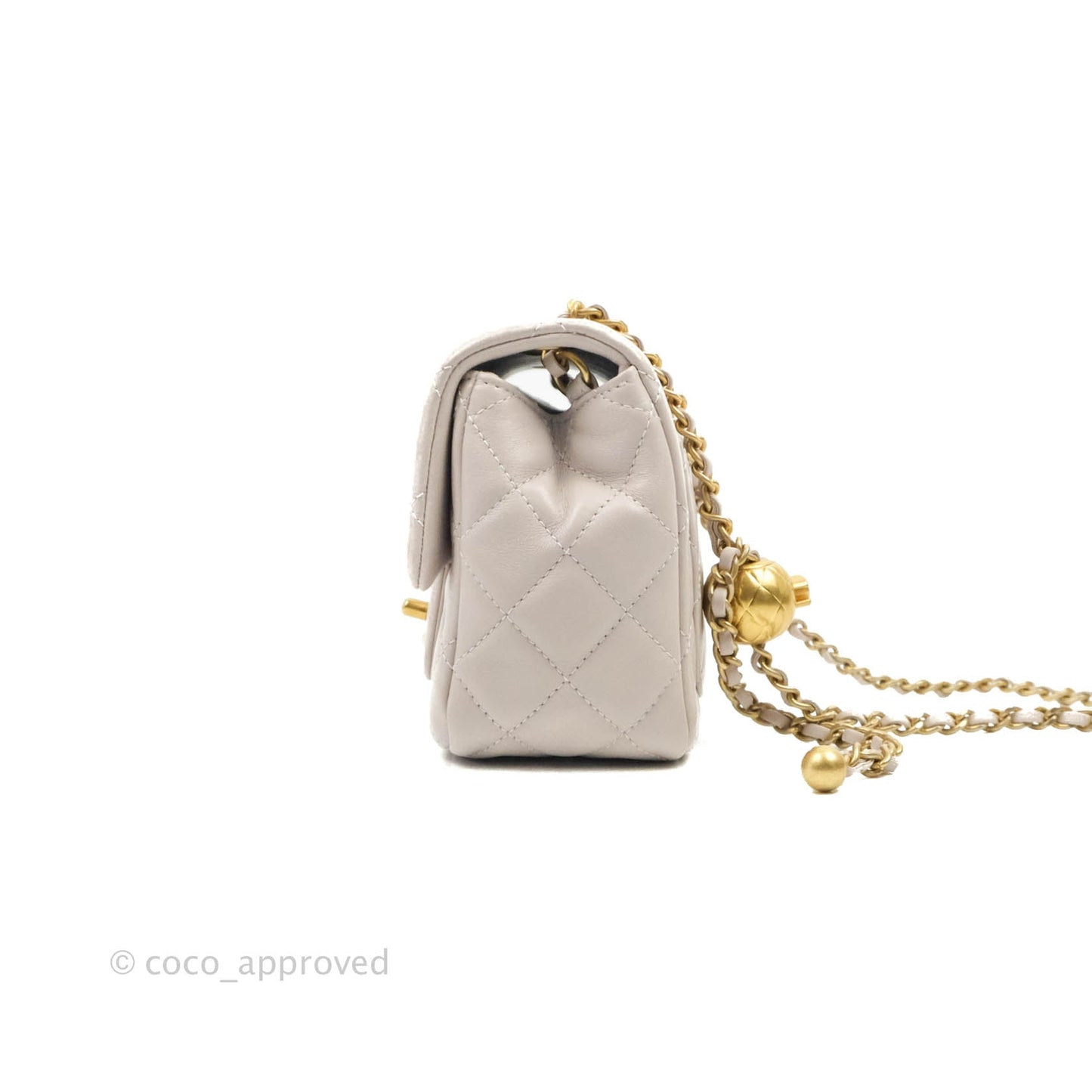 Chanel Mini Square Pearl Crush Quilted Pale Lilac Lambskin Gold Hardware