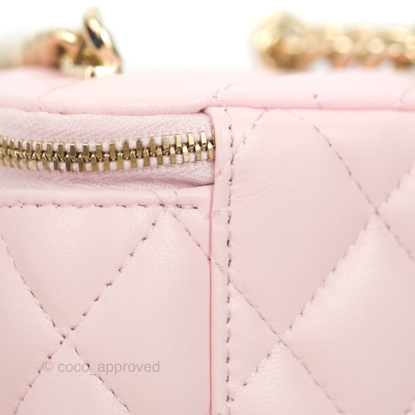 Chanel Mini Vanity With Coco Chain Light Pink Lambskin Gold Hardware